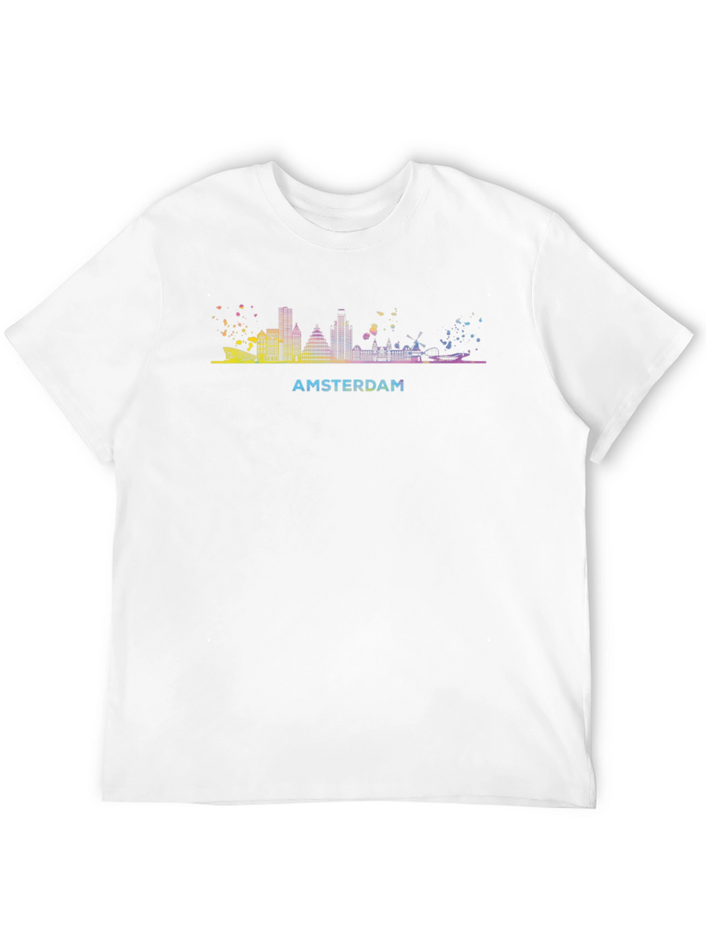 Amsterdam Skyline Graphic Tee - Black Cotton T-Shirt