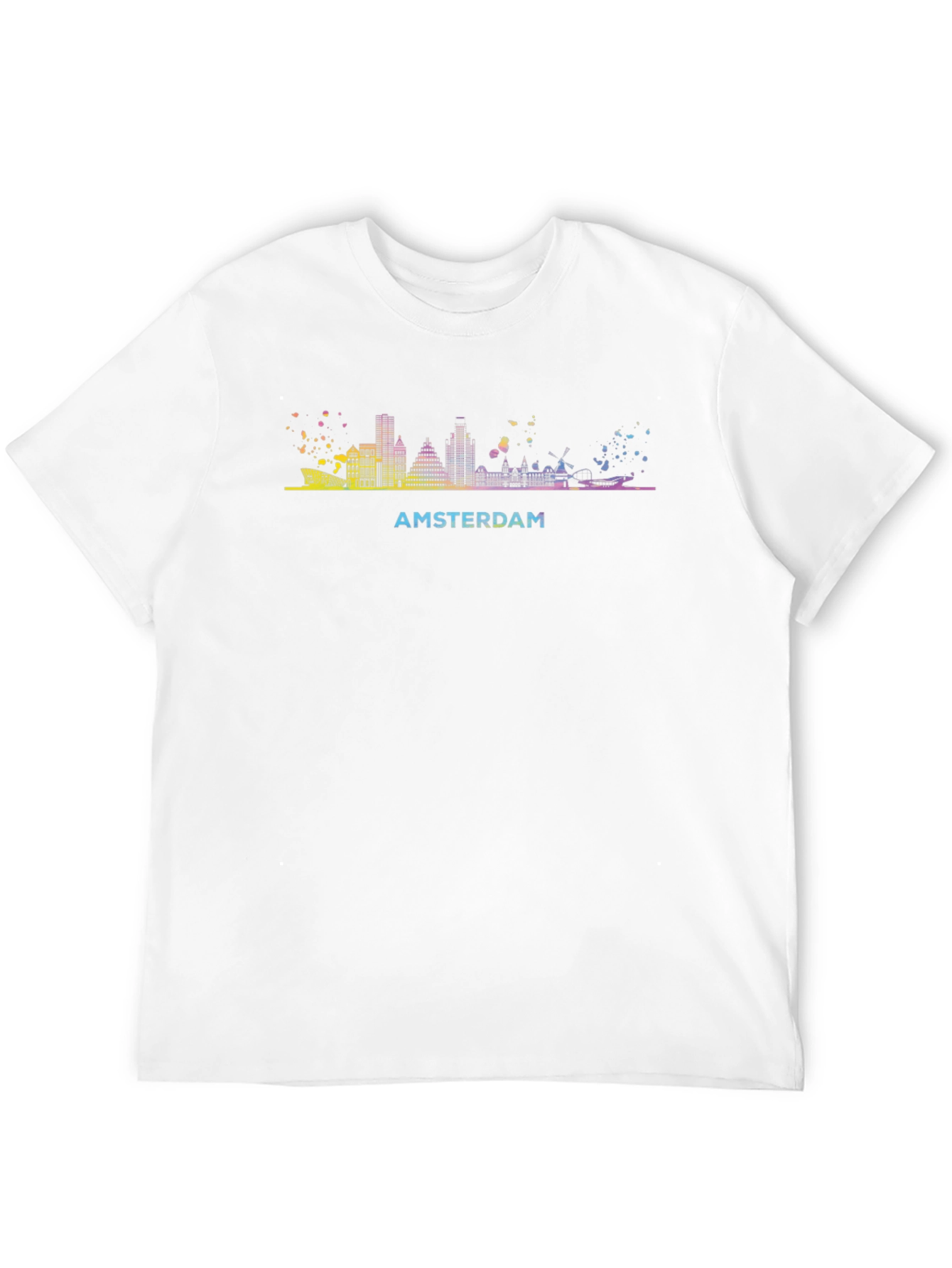Amsterdam Skyline Graphic Tee - Black Cotton T-Shirt