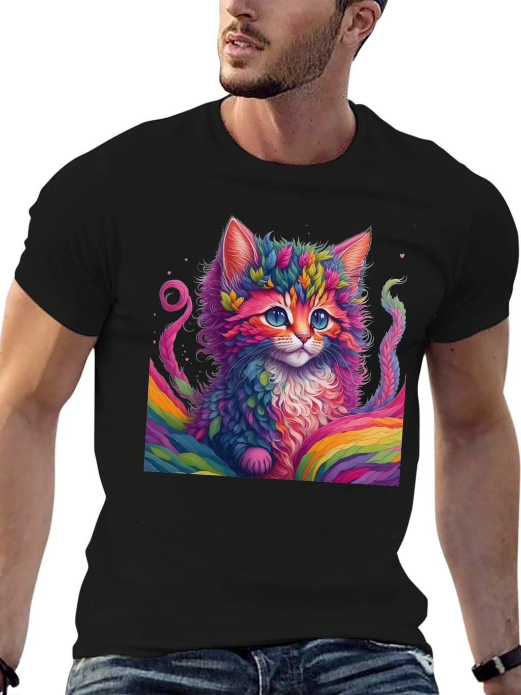 Rainbow Kitten T-Shirt - Vivid Cat Graphic Tee