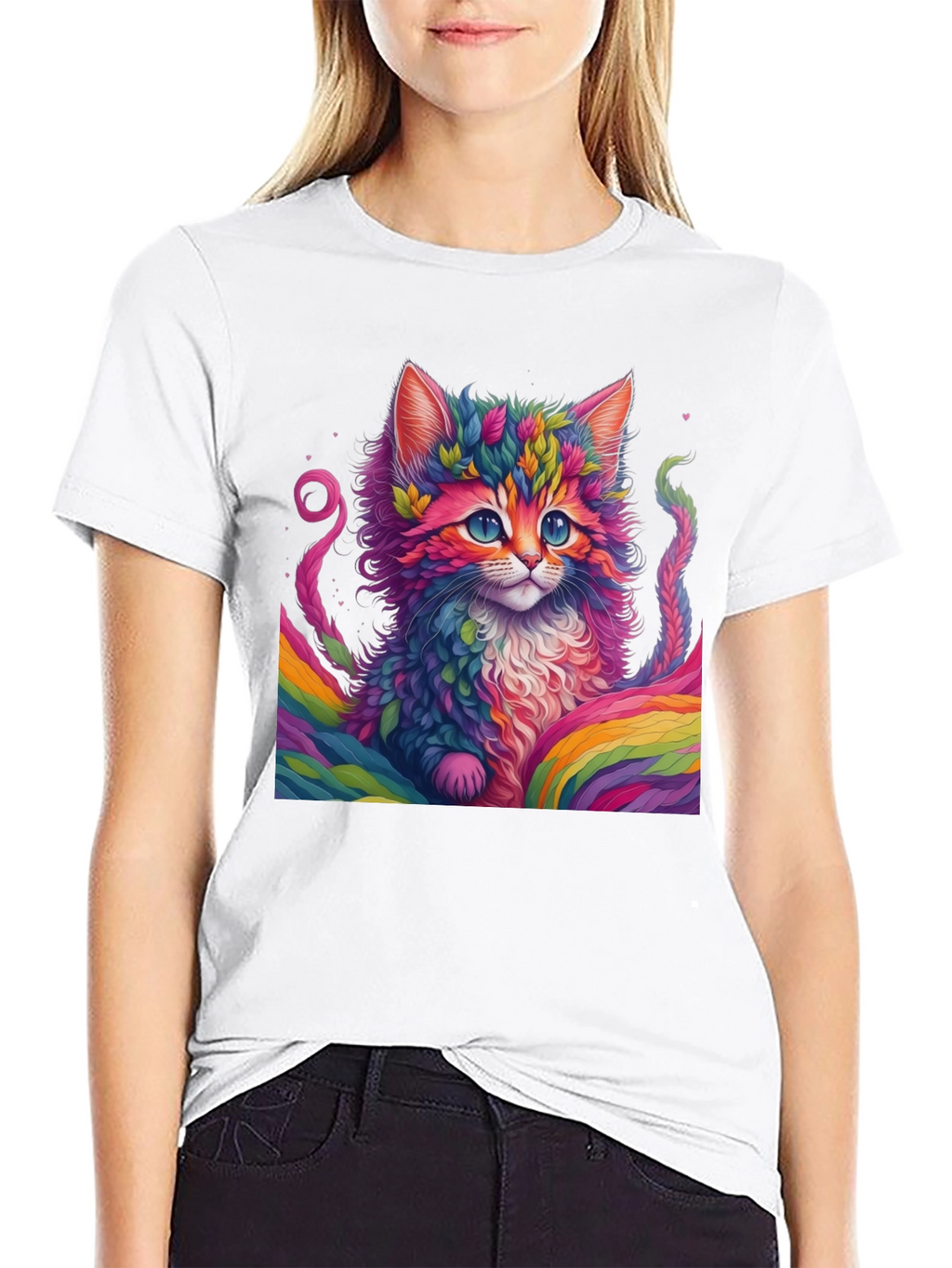 Rainbow Kitten T-Shirt - Vivid Cat Graphic Tee