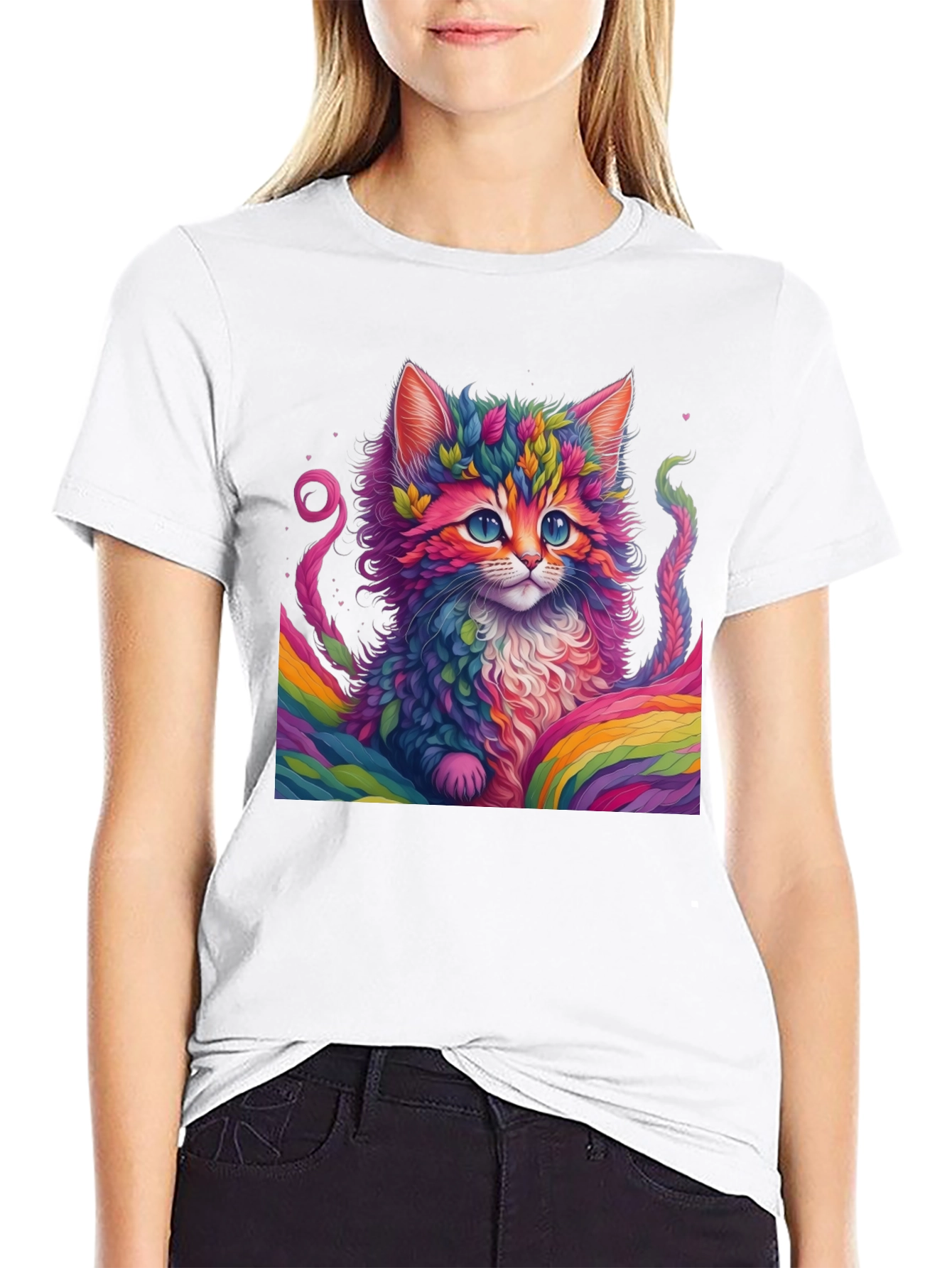 Rainbow Kitten T-Shirt - Vivid Cat Graphic Tee