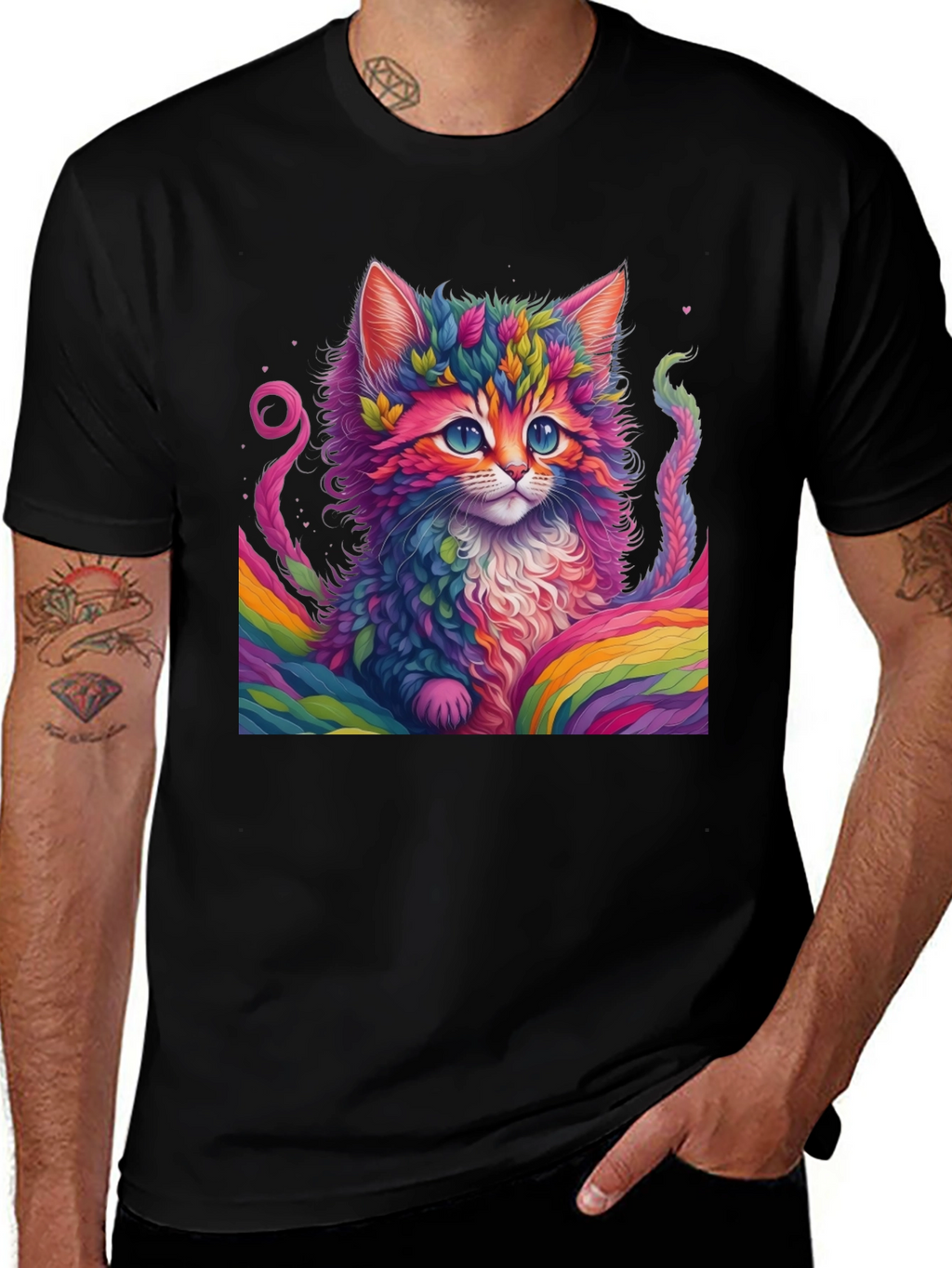 Rainbow Kitten T-Shirt - Vivid Cat Graphic Tee