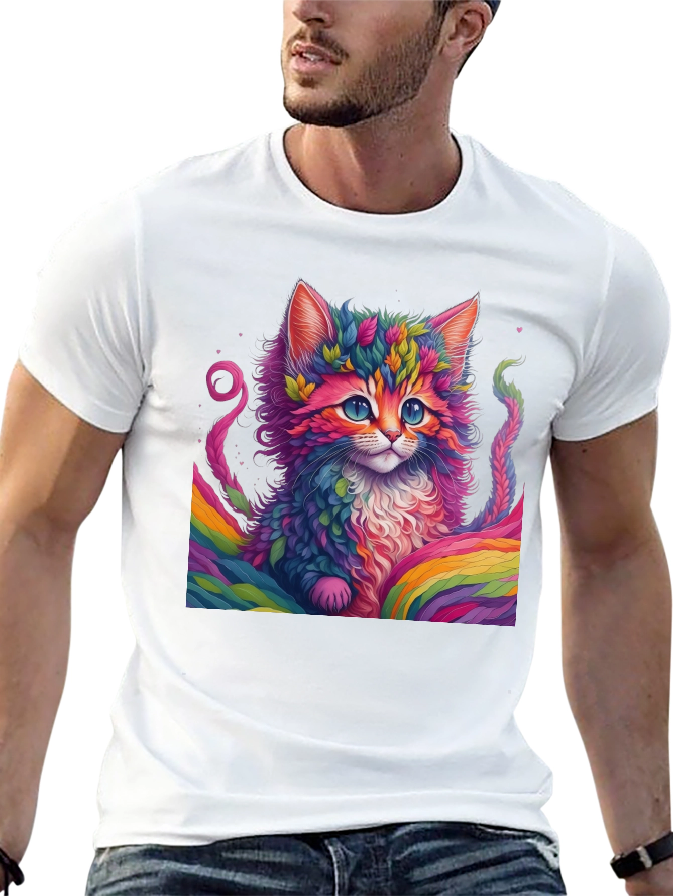 Rainbow Kitten T-Shirt - Vivid Cat Graphic Tee