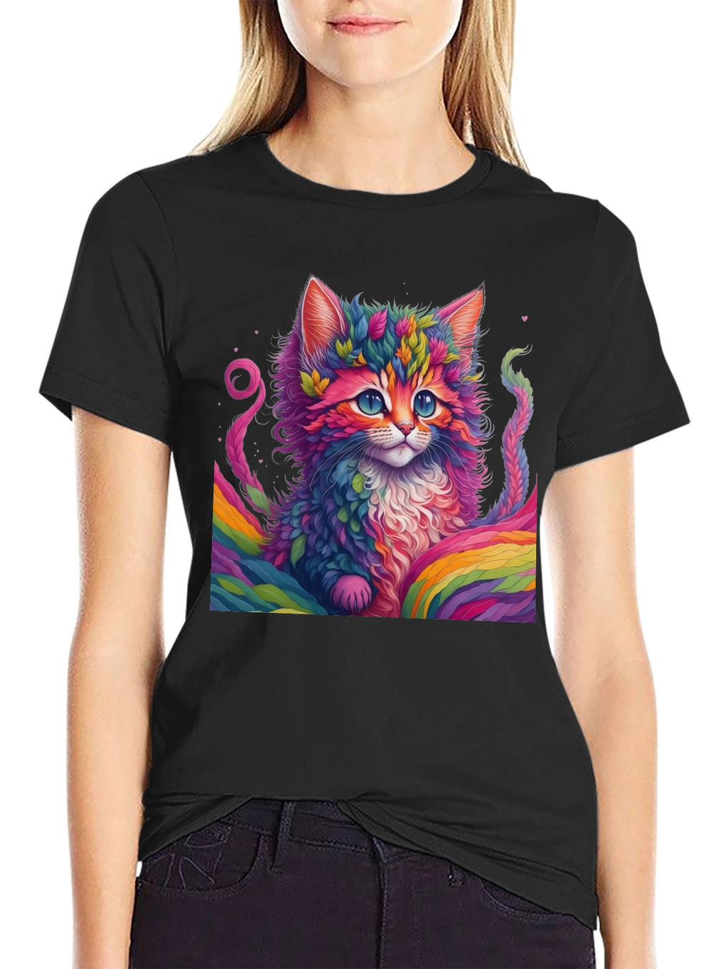 Rainbow Kitten T-Shirt - Vivid Cat Graphic Tee