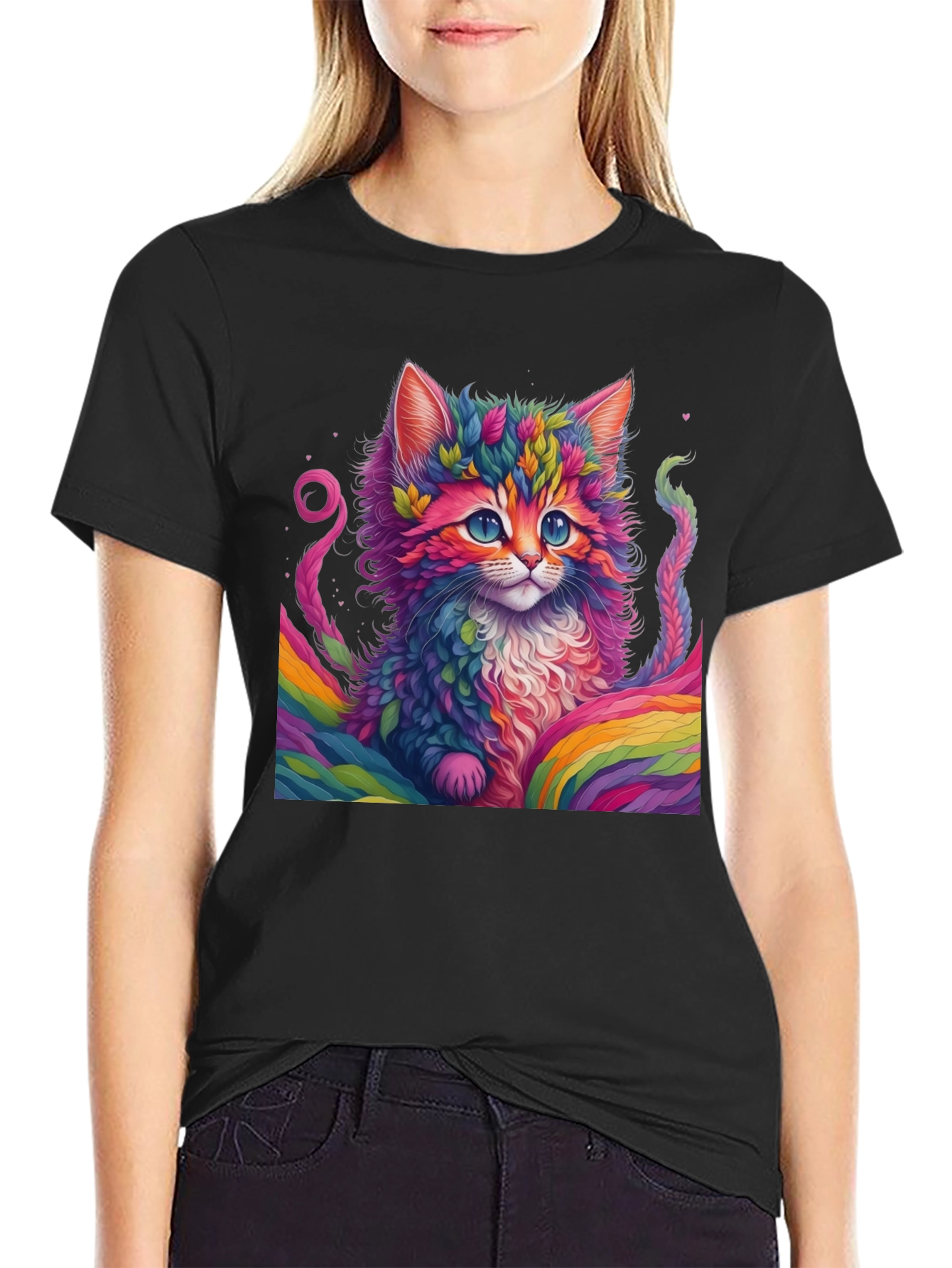 Rainbow Kitten T-Shirt - Vivid Cat Graphic Tee