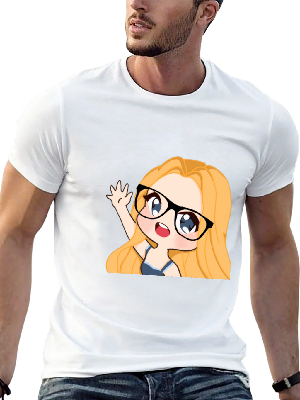 Anime Girl Graphic Tee - Black Cotton Casual T-Shirt