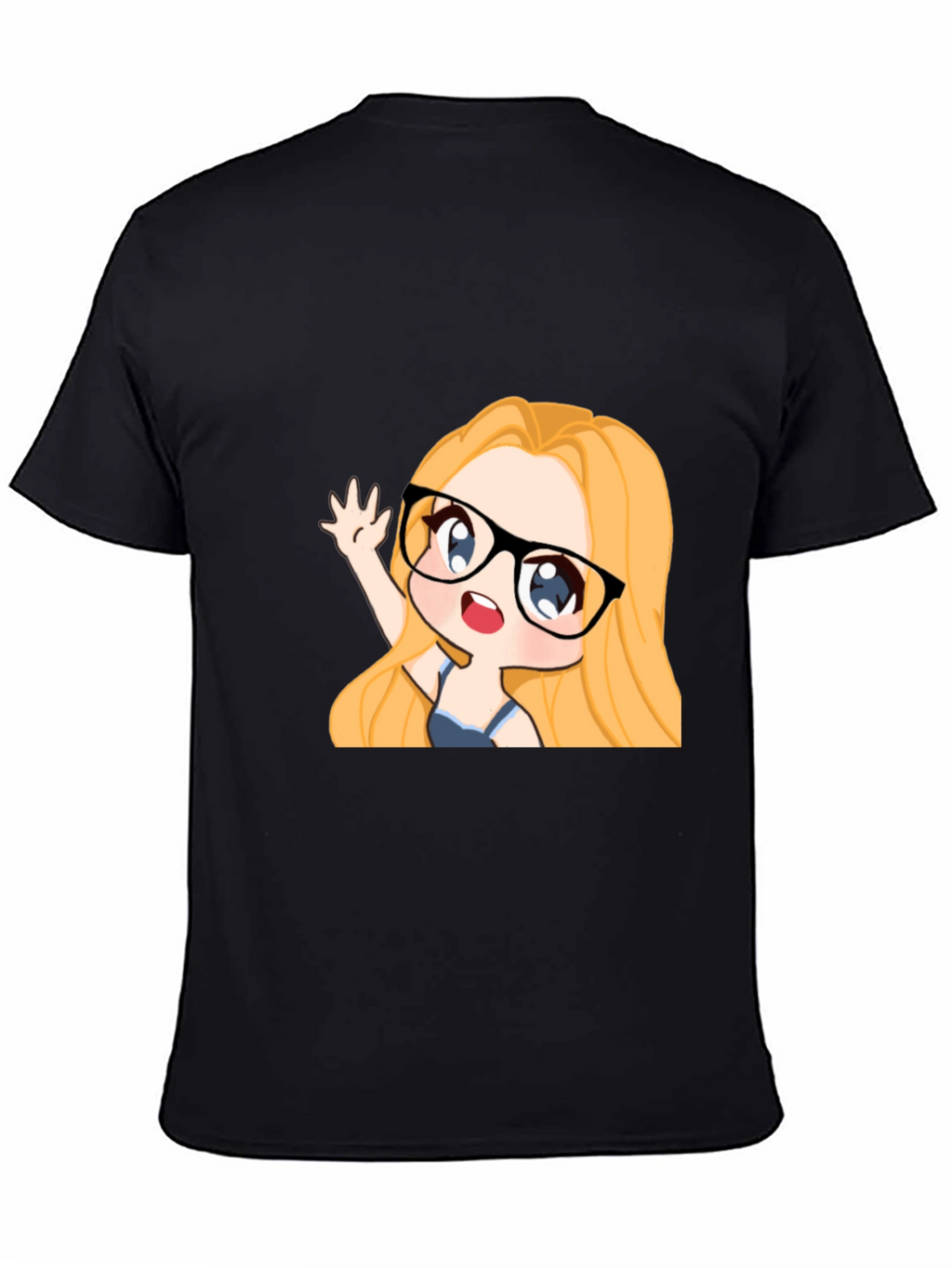 Anime Girl Graphic Tee - Black Cotton Casual T-Shirt