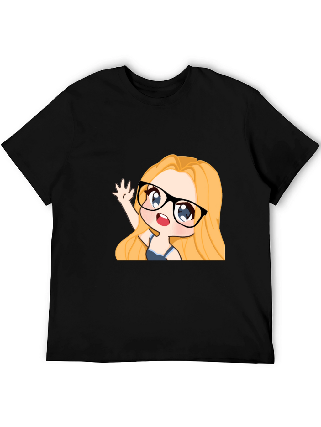 Anime Girl Graphic Tee - Black Cotton Casual T-Shirt