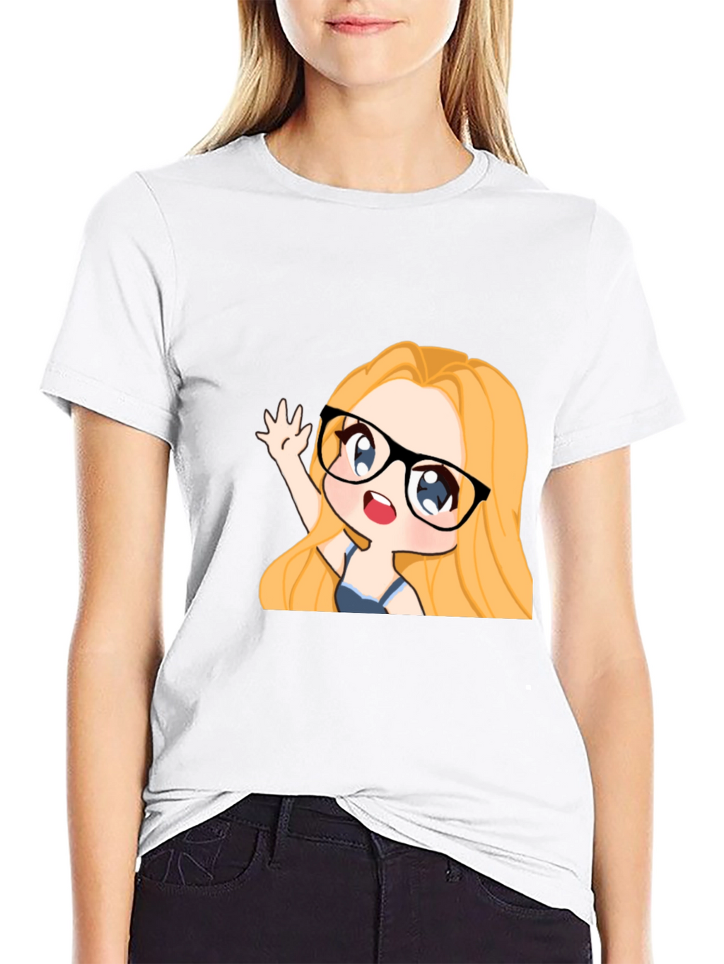 Anime Girl Graphic Tee - Black Cotton Casual T-Shirt