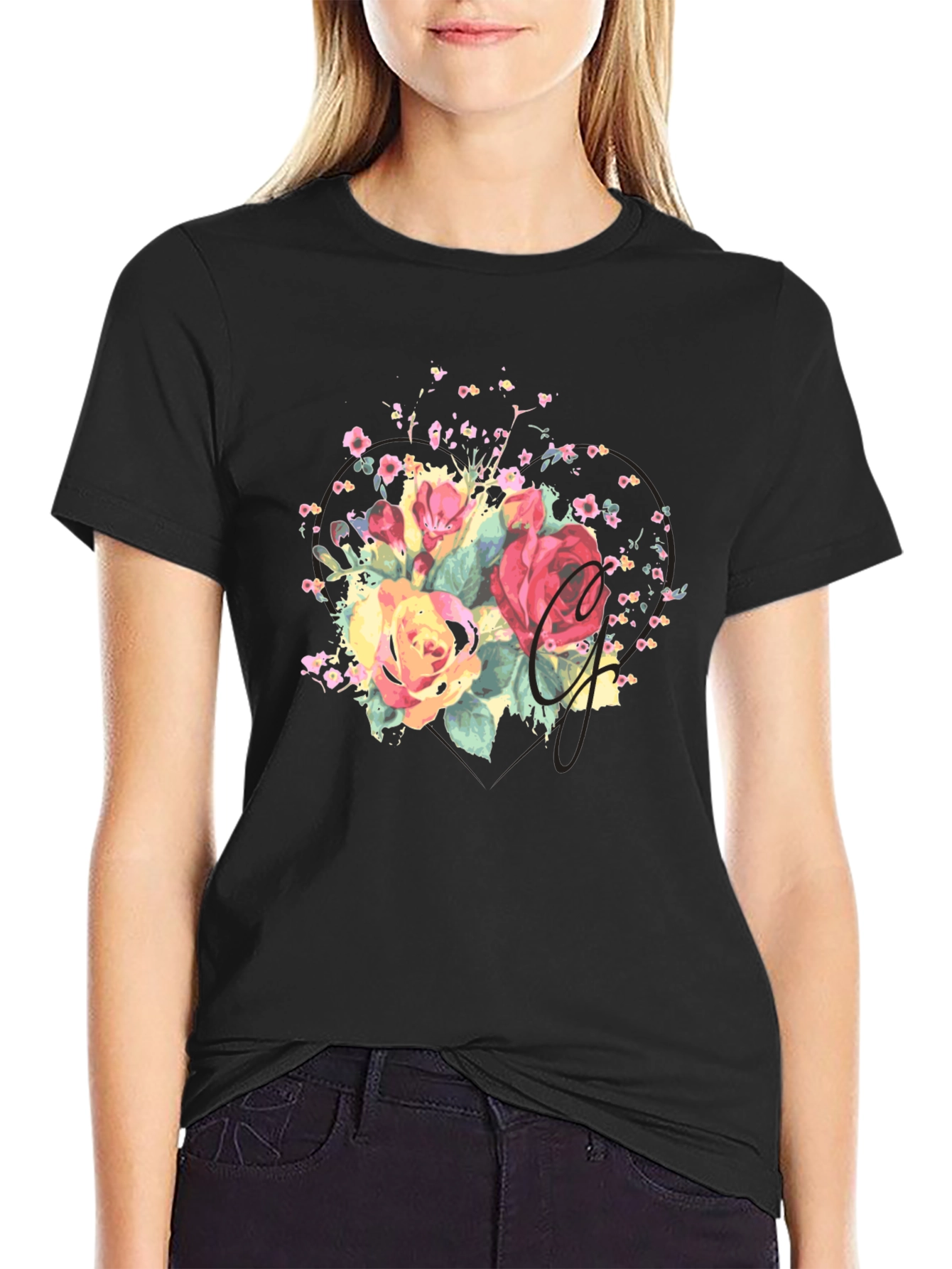 Floral Letter T-Shirt - Stylish and Unique