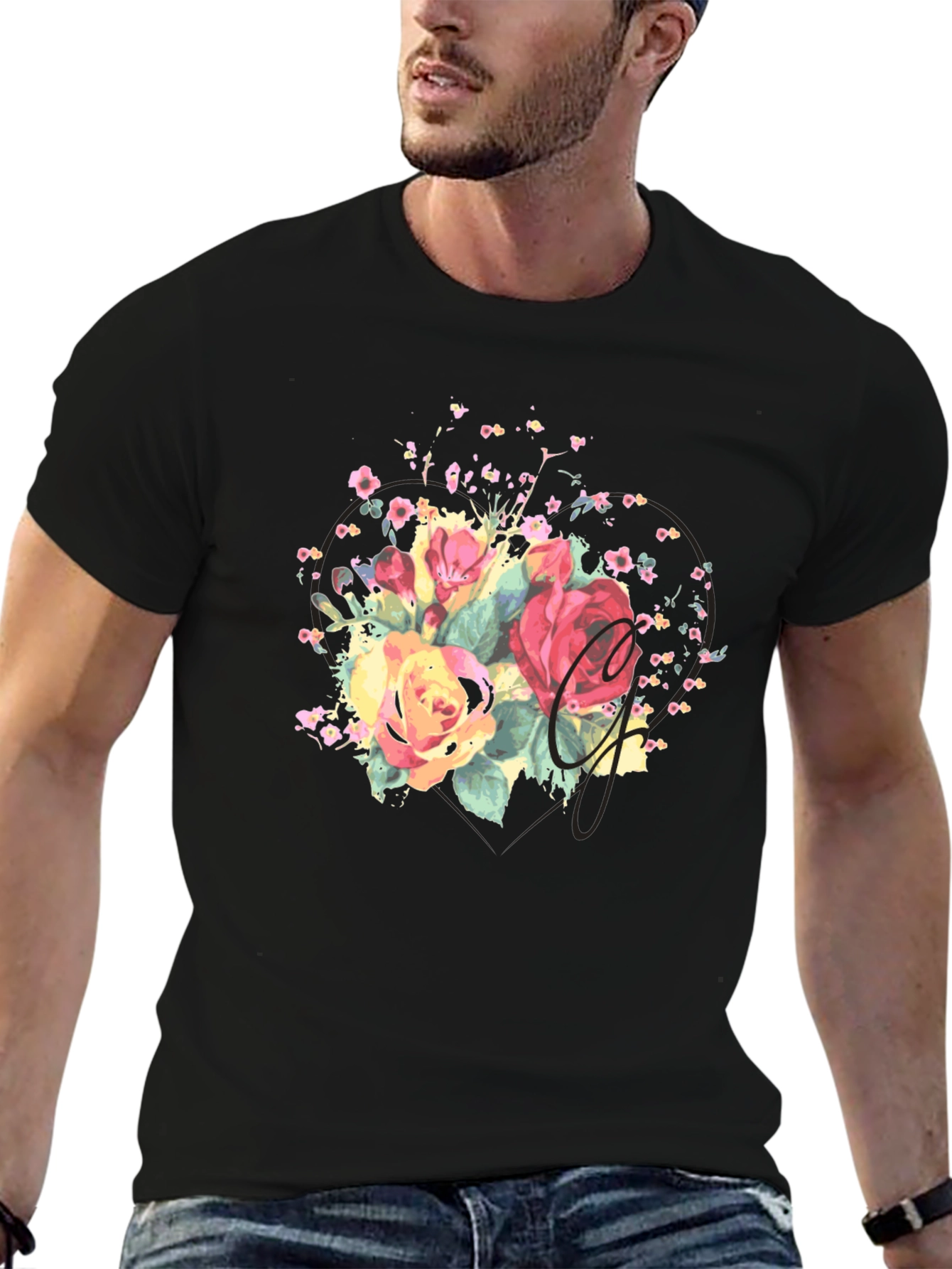 Floral Letter T-Shirt - Stylish and Unique