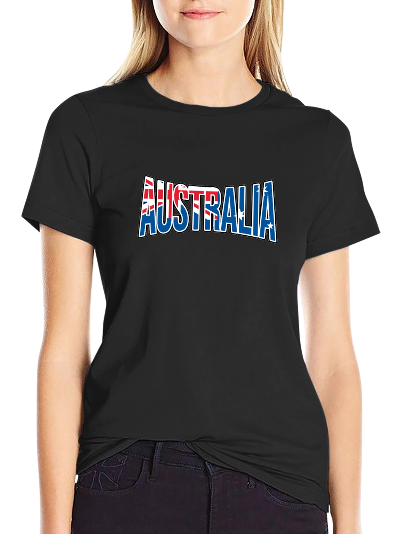 Australia Flag Graphic Print Black T-Shirt