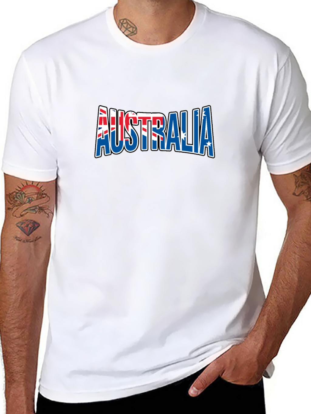 Australia Flag Graphic Print Black T-Shirt