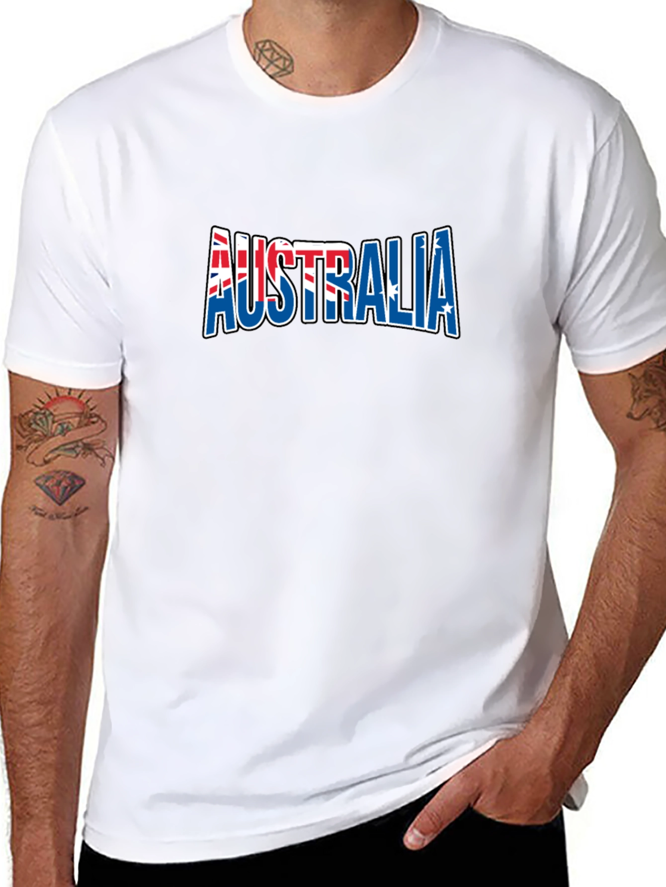 Australia Flag Graphic Print Black T-Shirt