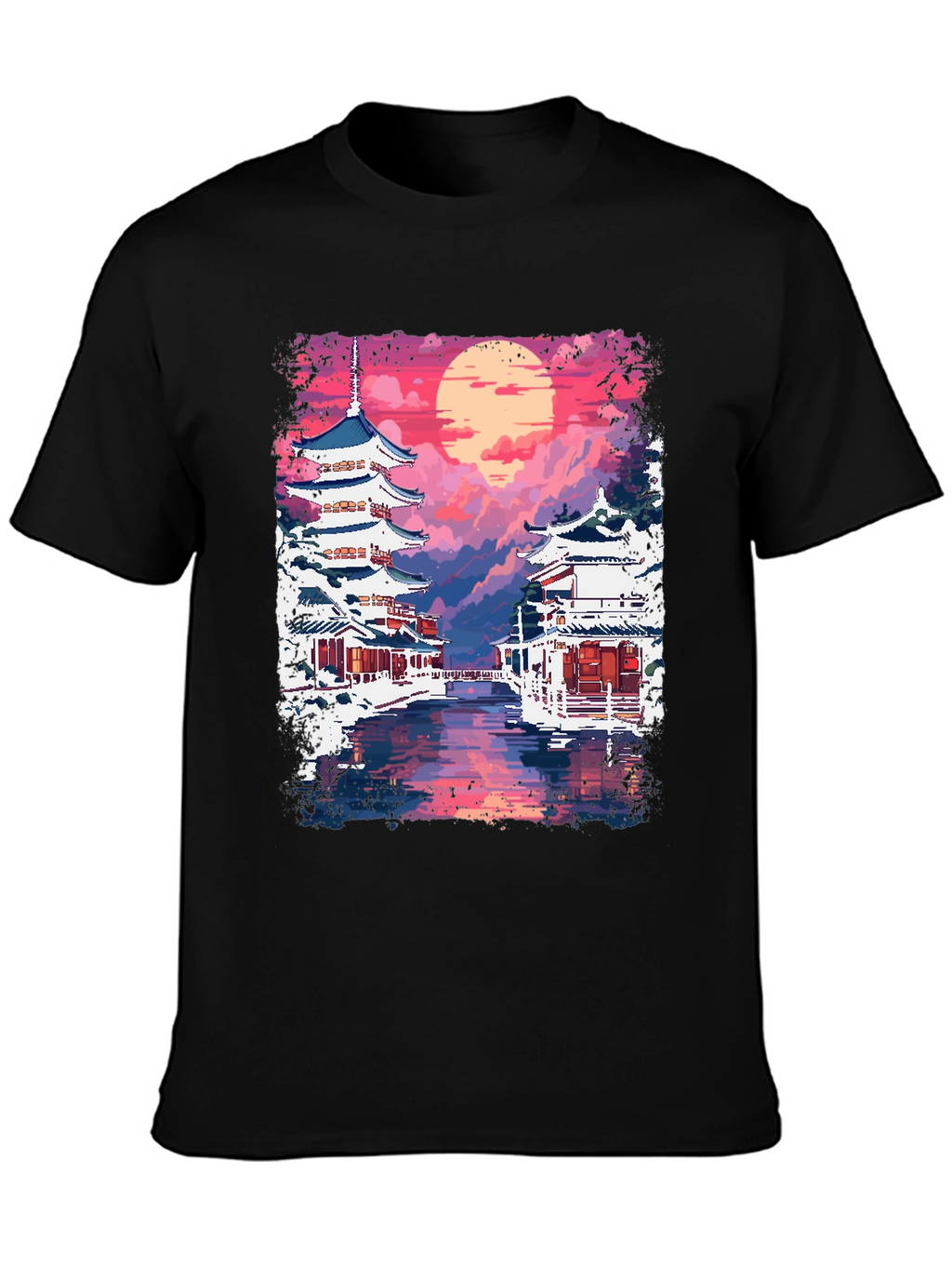 Japanese Temple Pixel Art T-Shirt