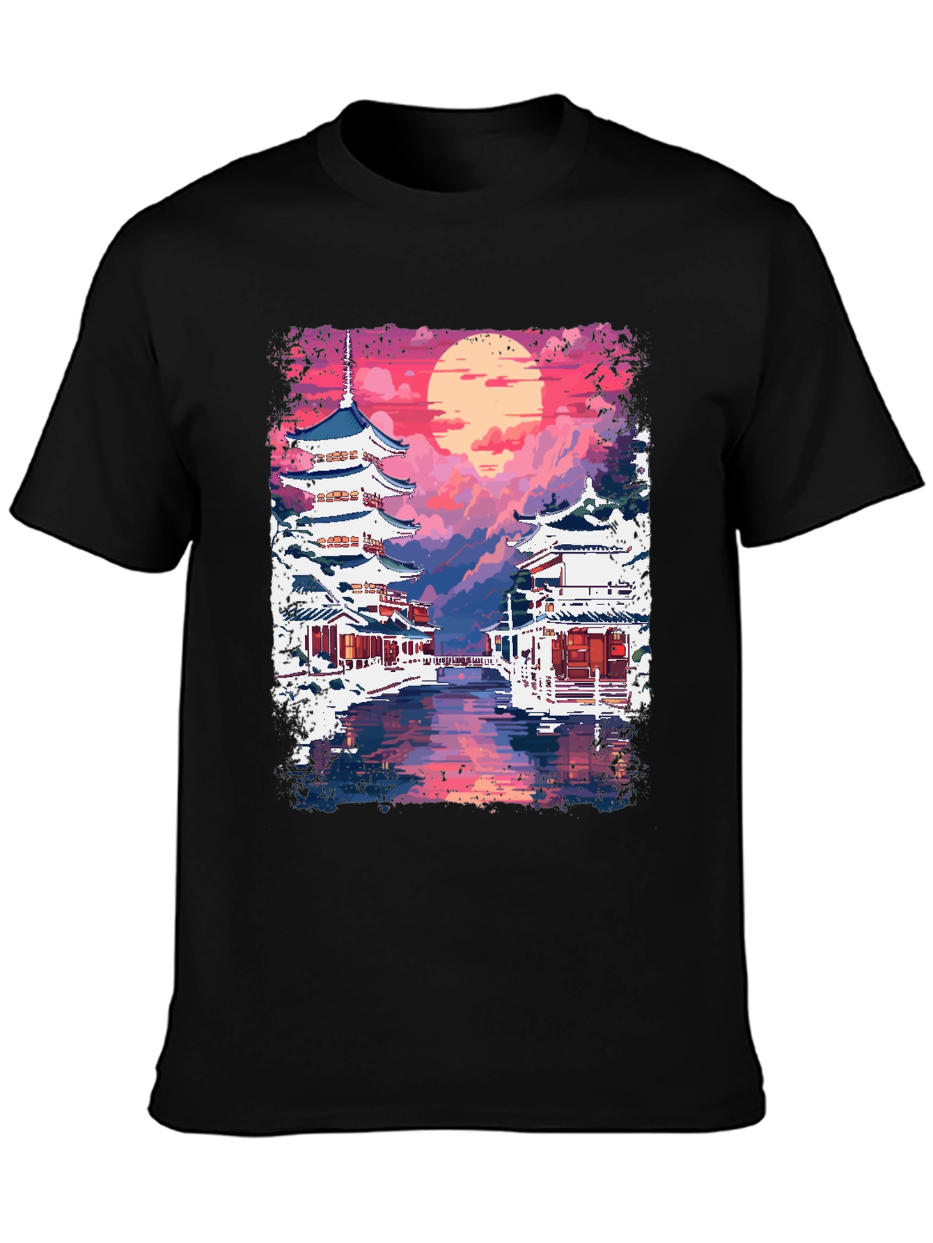 Japanese Temple Pixel Art T-Shirt