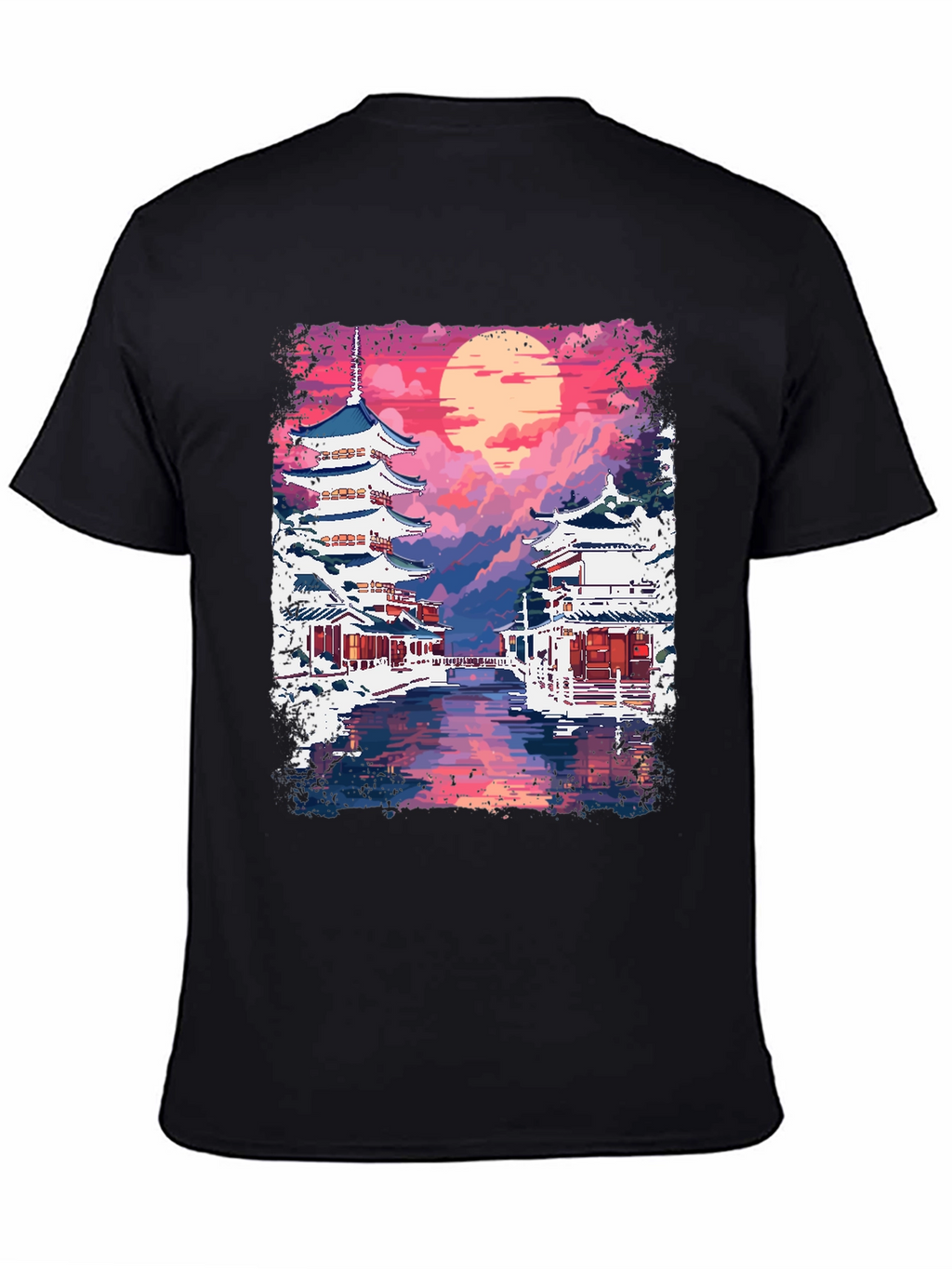 Japanese Temple Pixel Art T-Shirt