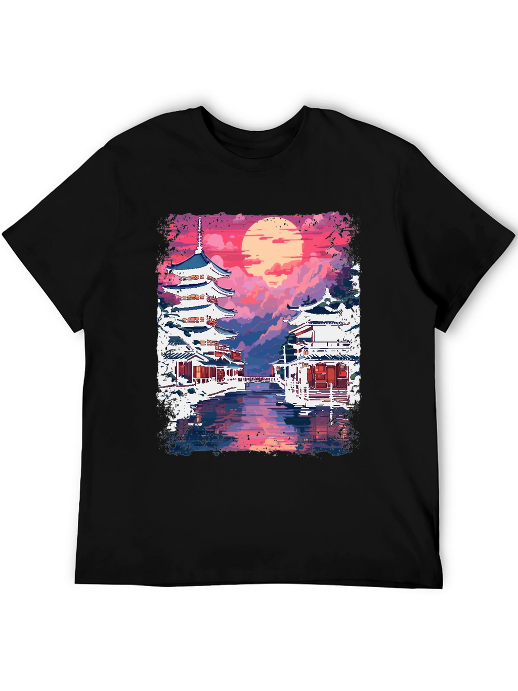 Japanese Temple Pixel Art T-Shirt