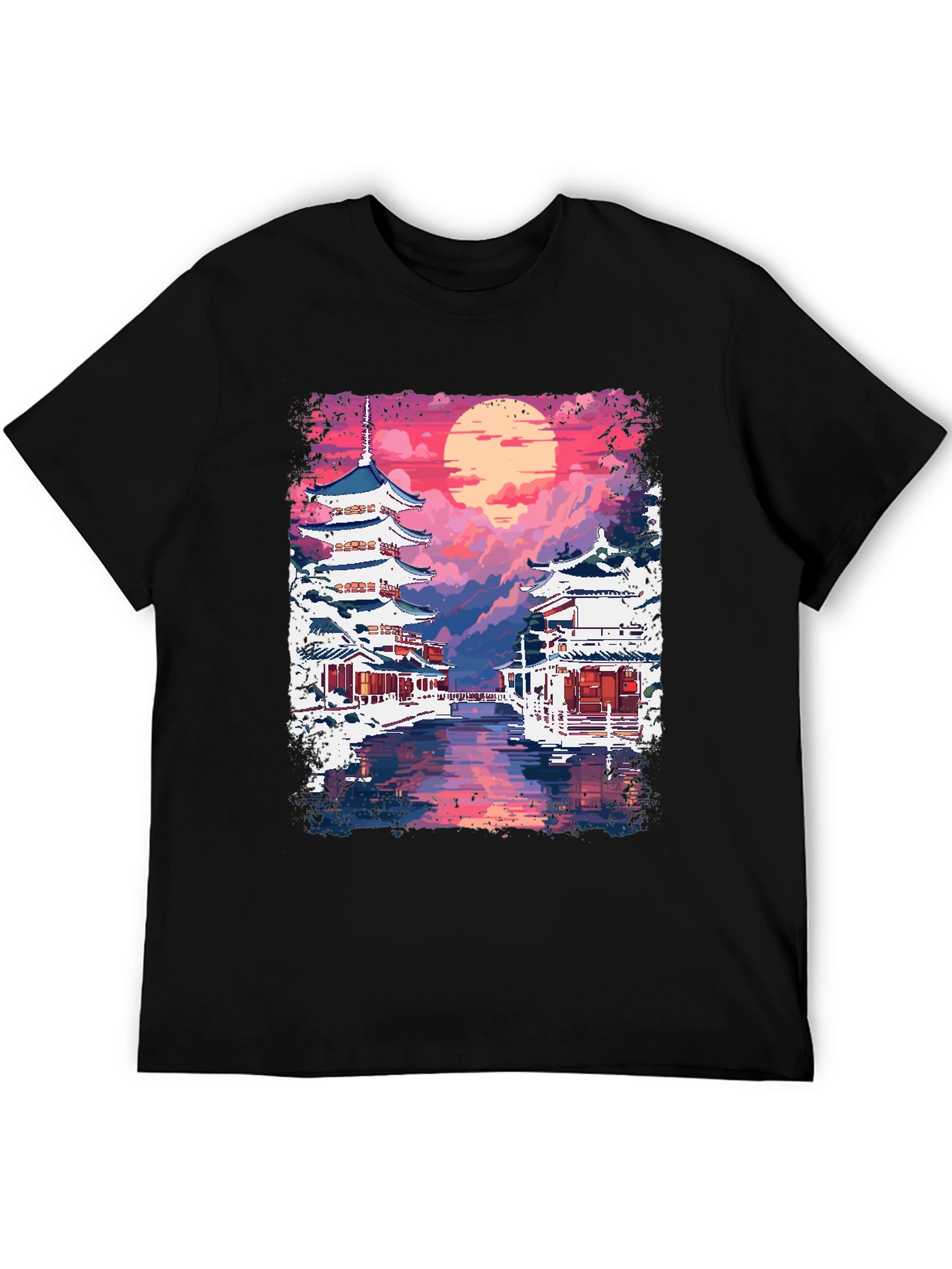 Japanese Temple Pixel Art T-Shirt