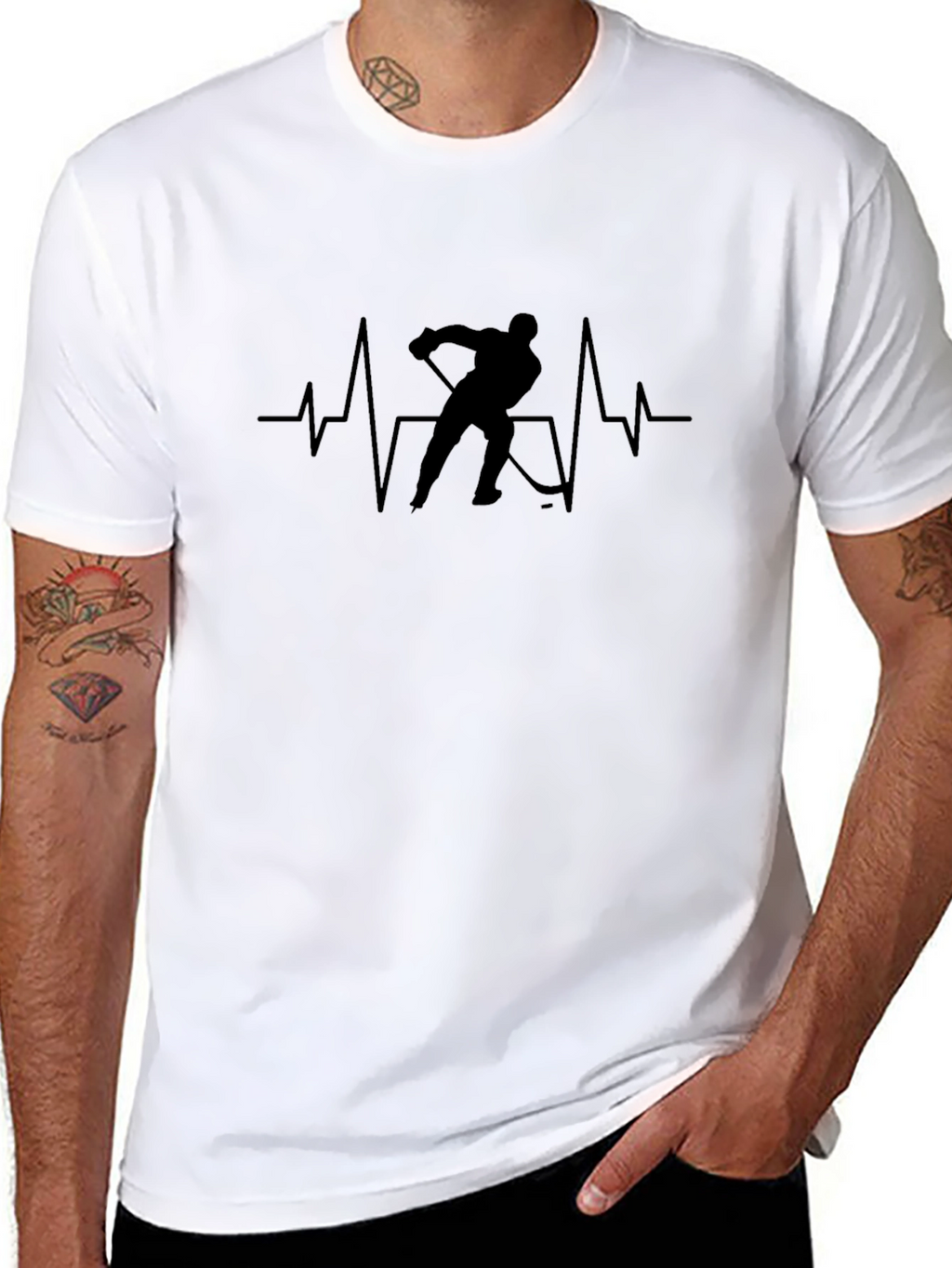 Hockey Heartbeat Graphic T-Shirt - Black