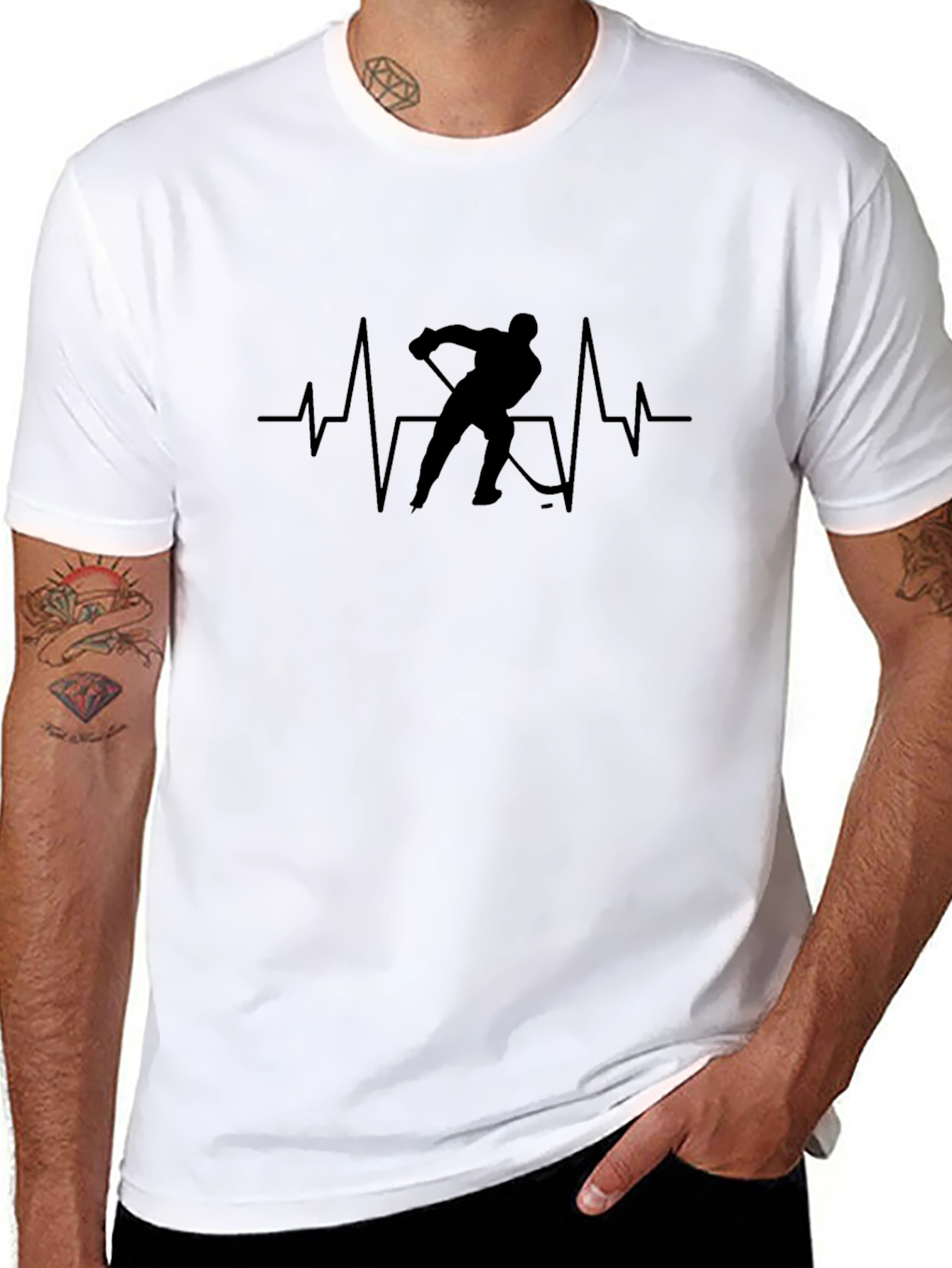 Hockey Heartbeat Graphic T-Shirt - Black