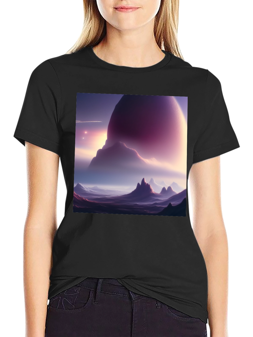 Cosmic Landscape Graphic Tee - Black Cotton