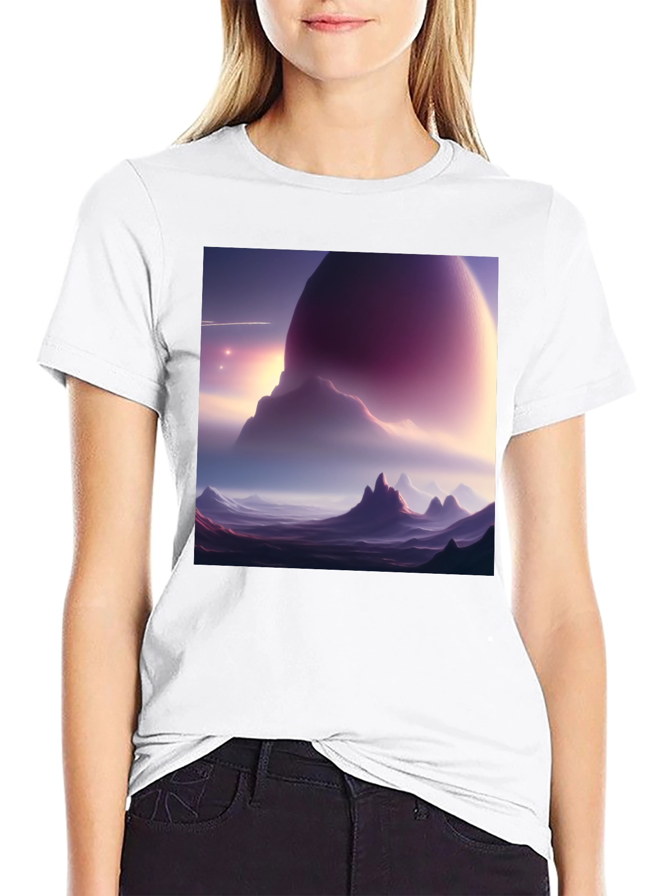 Cosmic Landscape Graphic Tee - Black Cotton