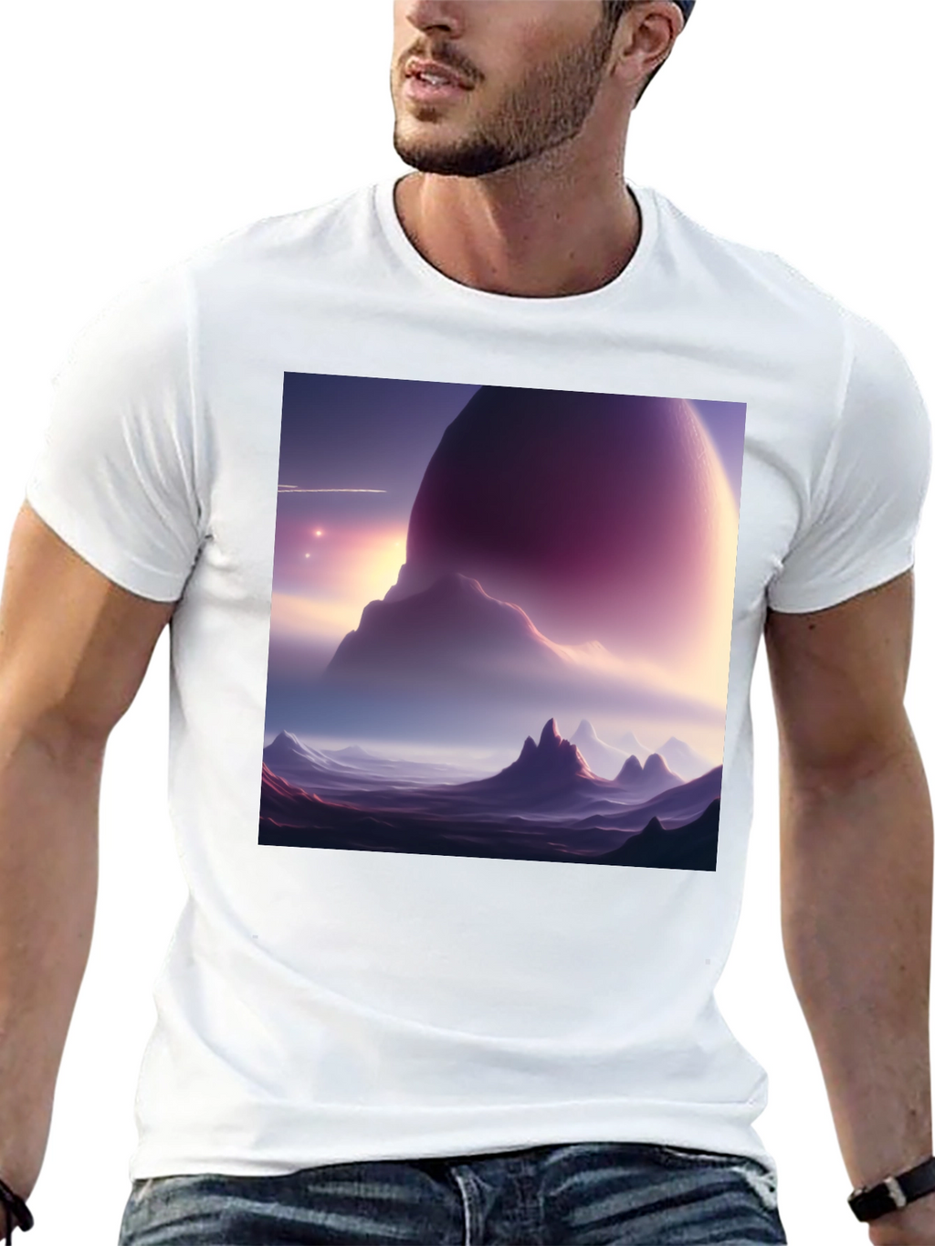Cosmic Landscape Graphic Tee - Black Cotton