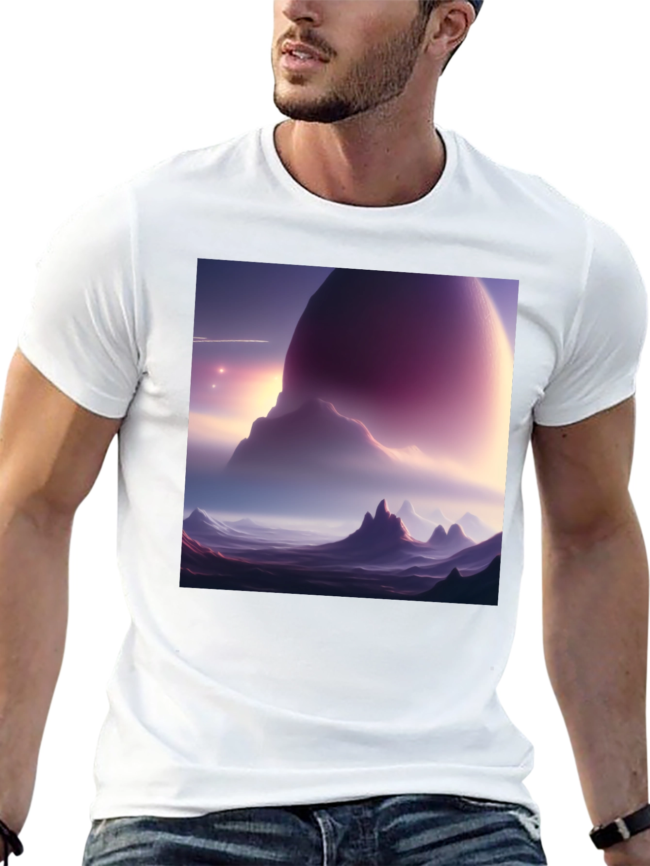 Cosmic Landscape Graphic Tee - Black Cotton