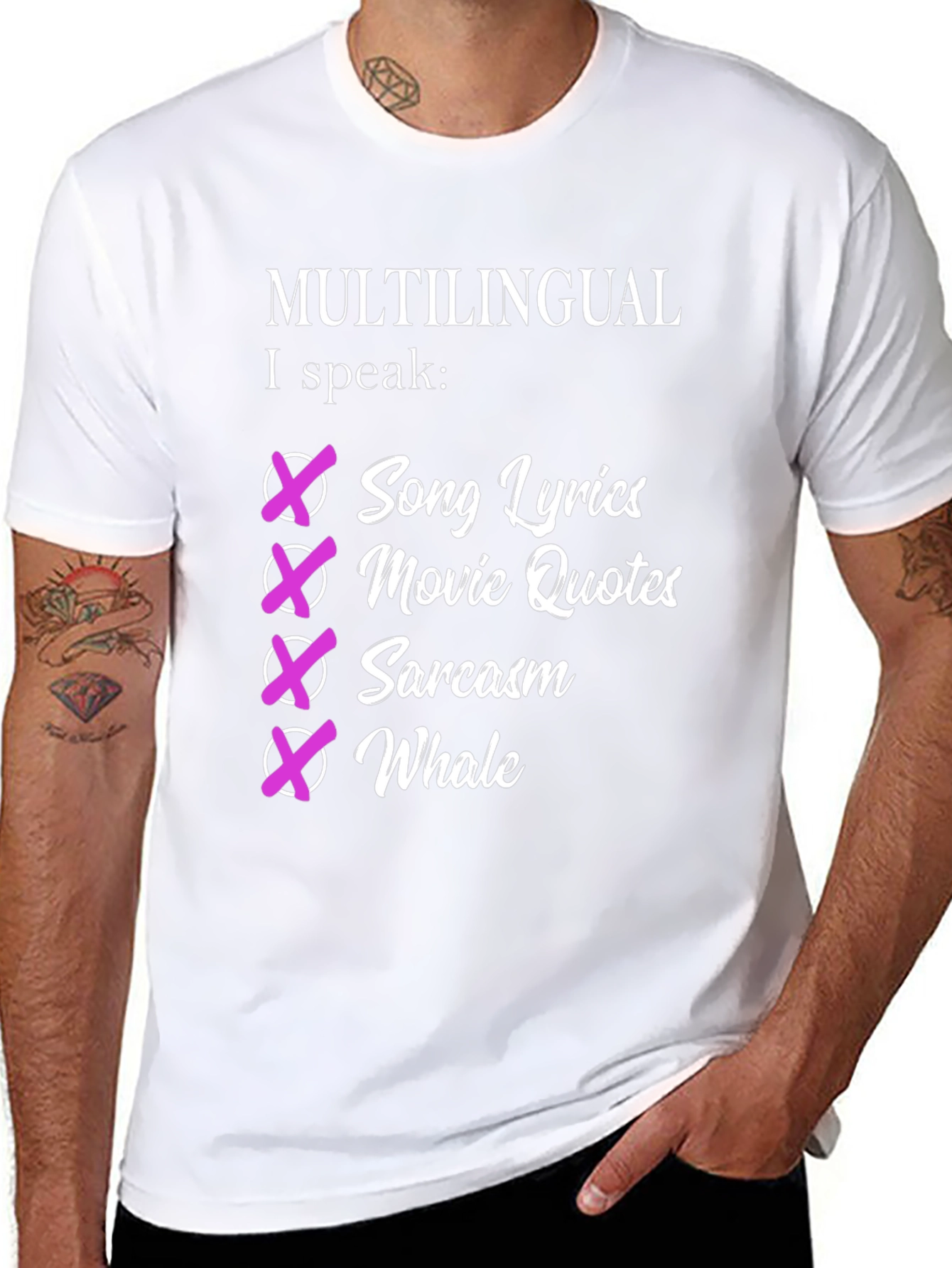 Multilingual Humorous Graphic T-Shirt