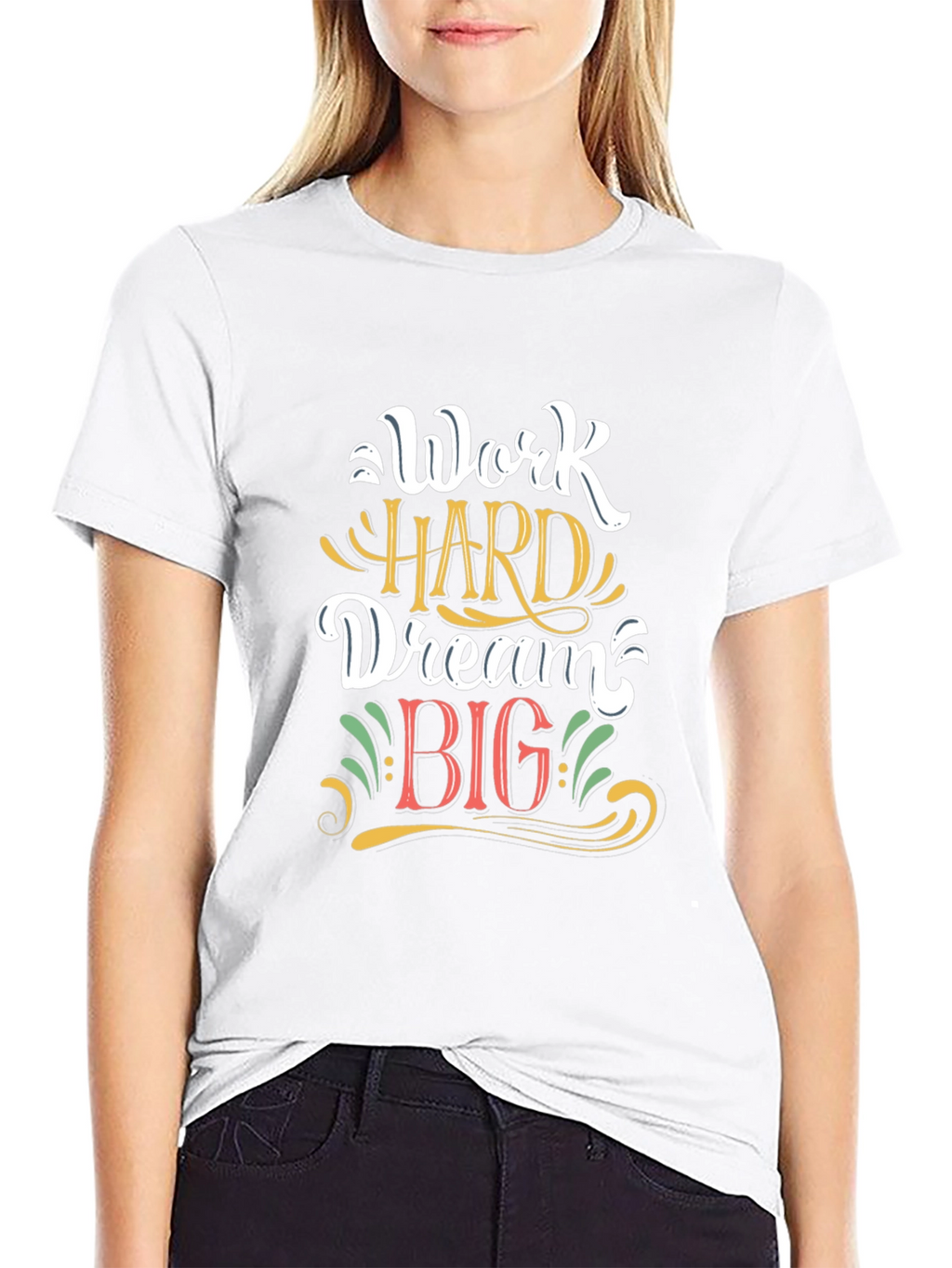 Work Hard Dream Big Graphic T-Shirt - Black