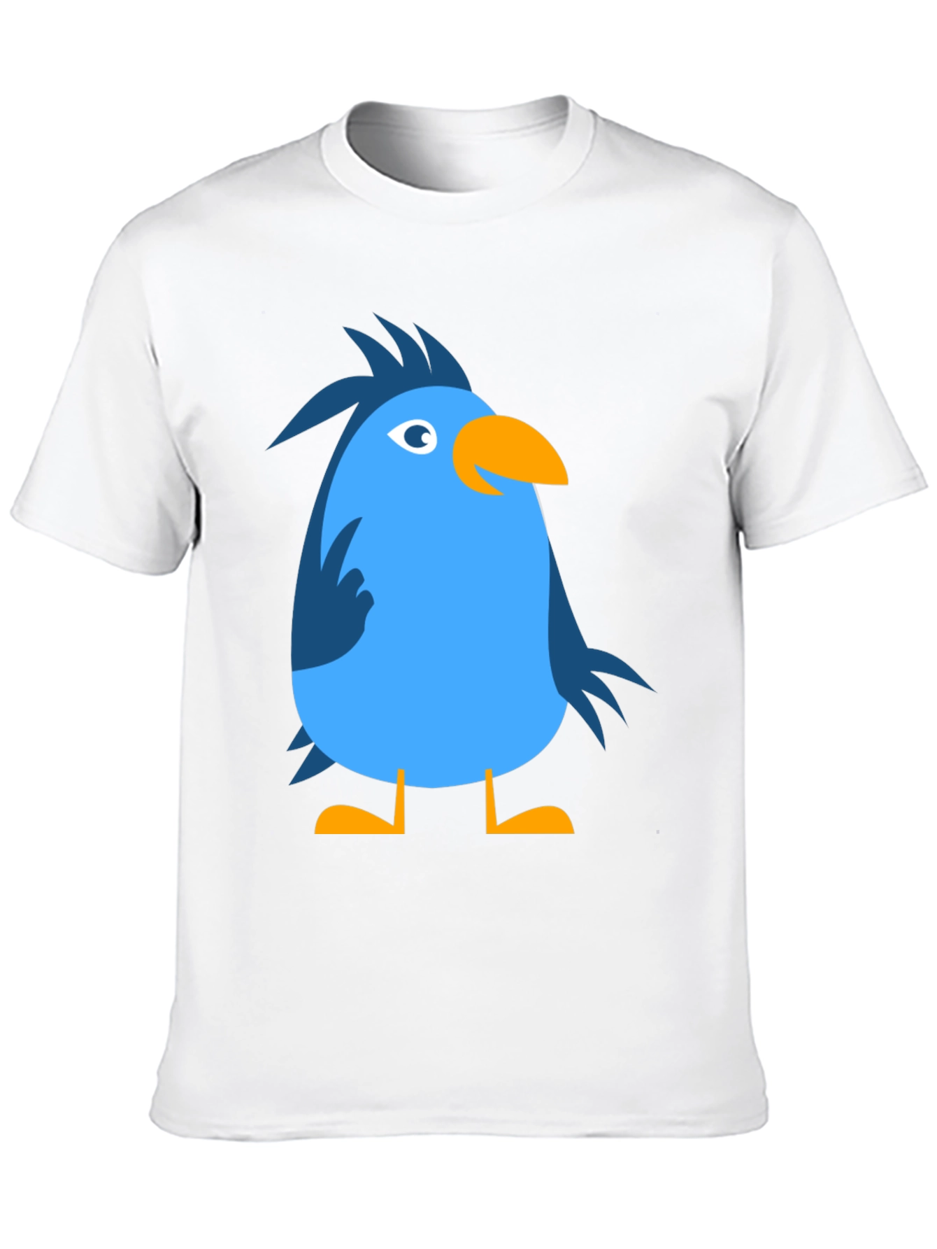 Cartoon Bird Graphic Tee - Black Cotton Casual T-Shirt