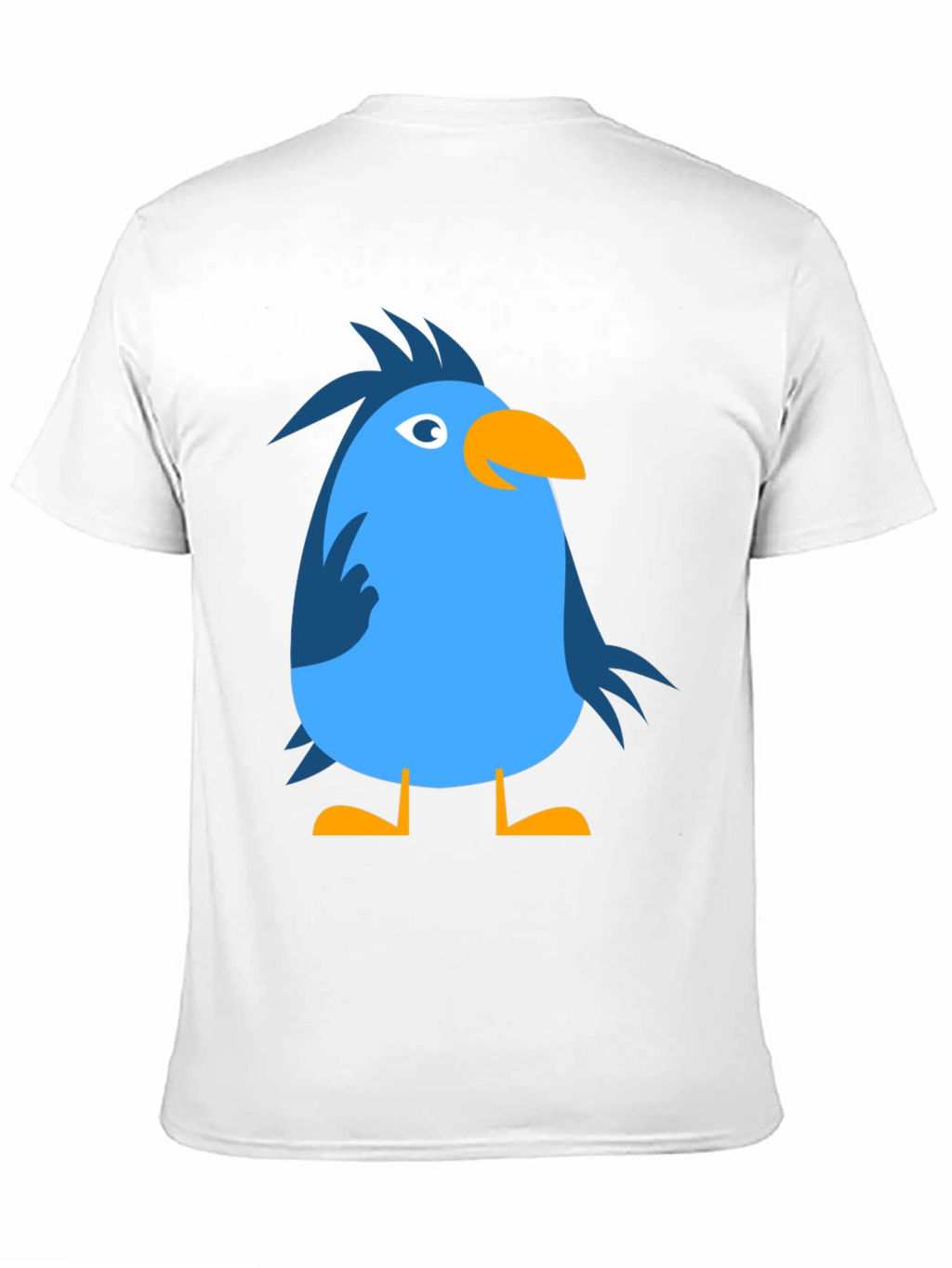 Cartoon Bird Graphic Tee - Black Cotton Casual T-Shirt