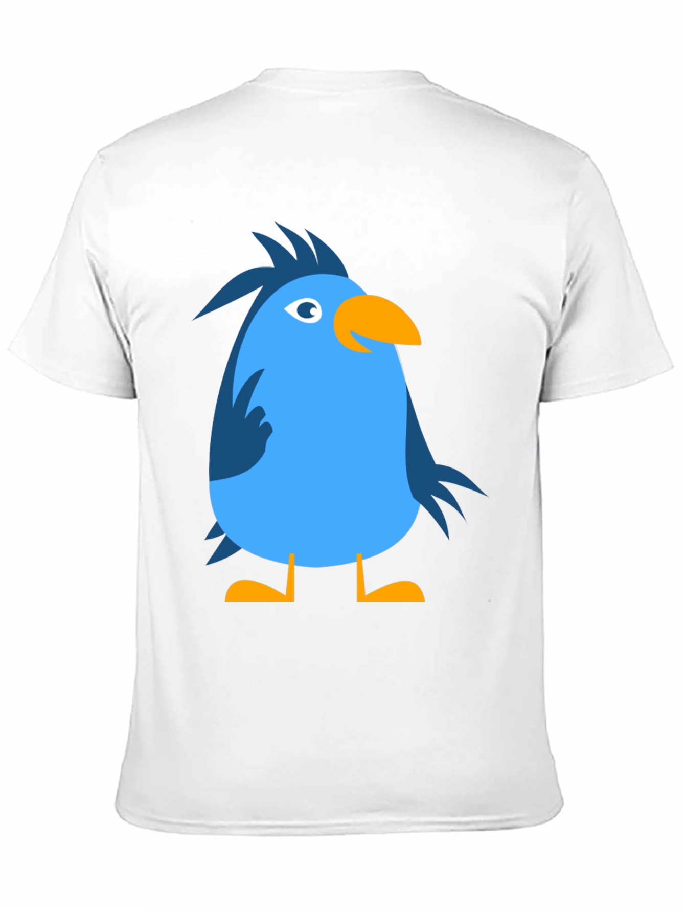 Cartoon Bird Graphic Tee - Black Cotton Casual T-Shirt