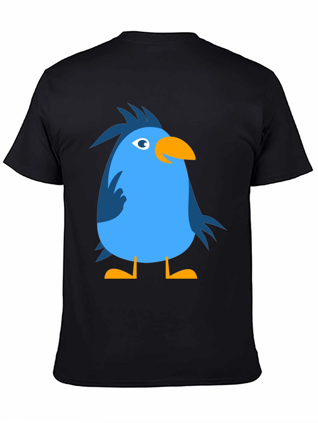 Cartoon Bird Graphic Tee - Black Cotton Casual T-Shirt