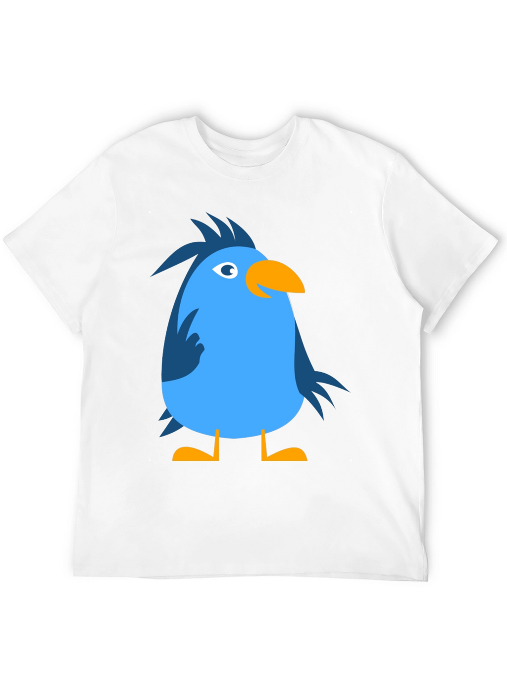 Cartoon Bird Graphic Tee - Black Cotton Casual T-Shirt