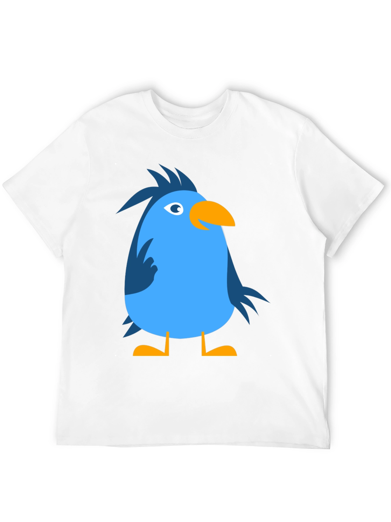Cartoon Bird Graphic Tee - Black Cotton Casual T-Shirt