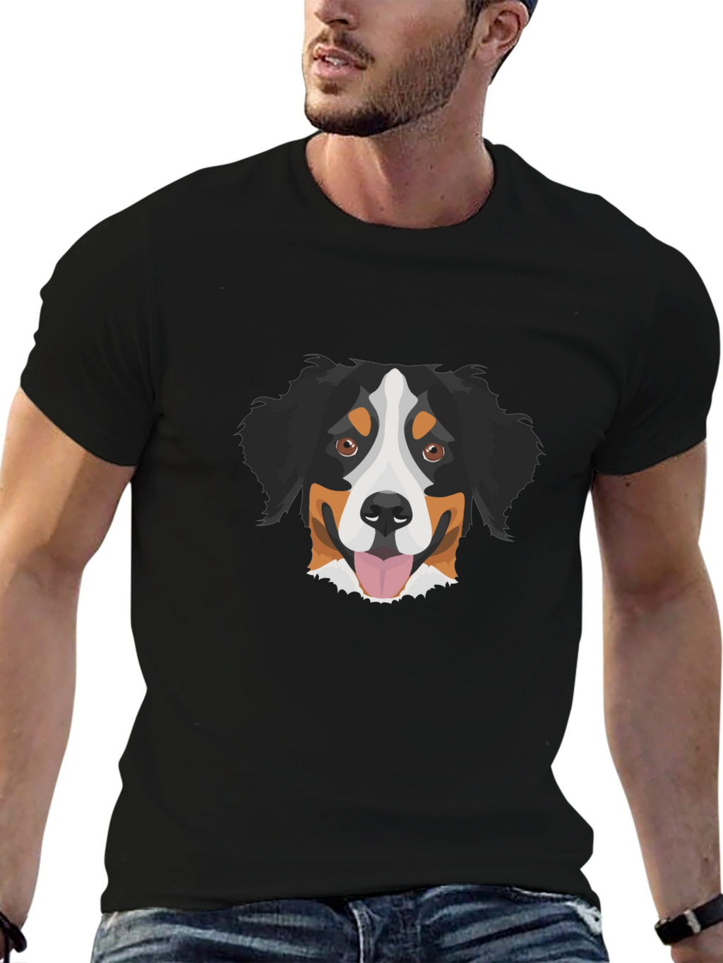 Bernese Mountain Dog Graphic Tee - Black