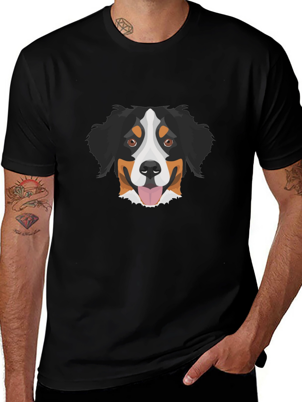 Bernese Mountain Dog Graphic Tee - Black
