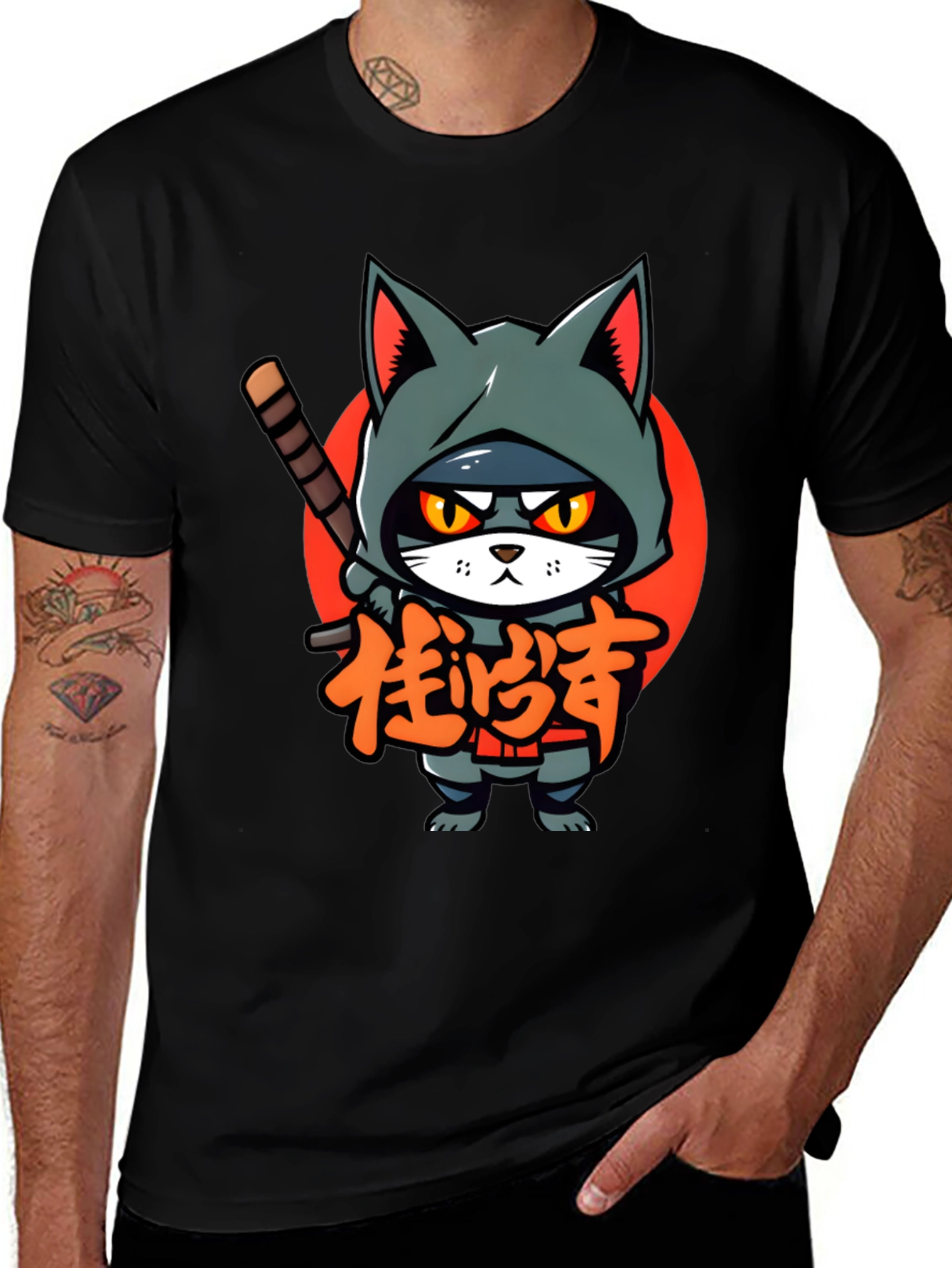 Ninja Cat Graphic Tee - Cool Cartoon T-Shirt