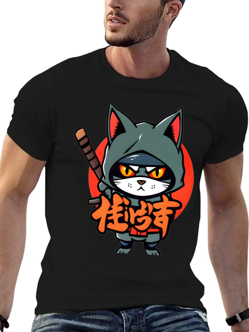 Ninja Cat Graphic Tee - Cool Cartoon T-Shirt