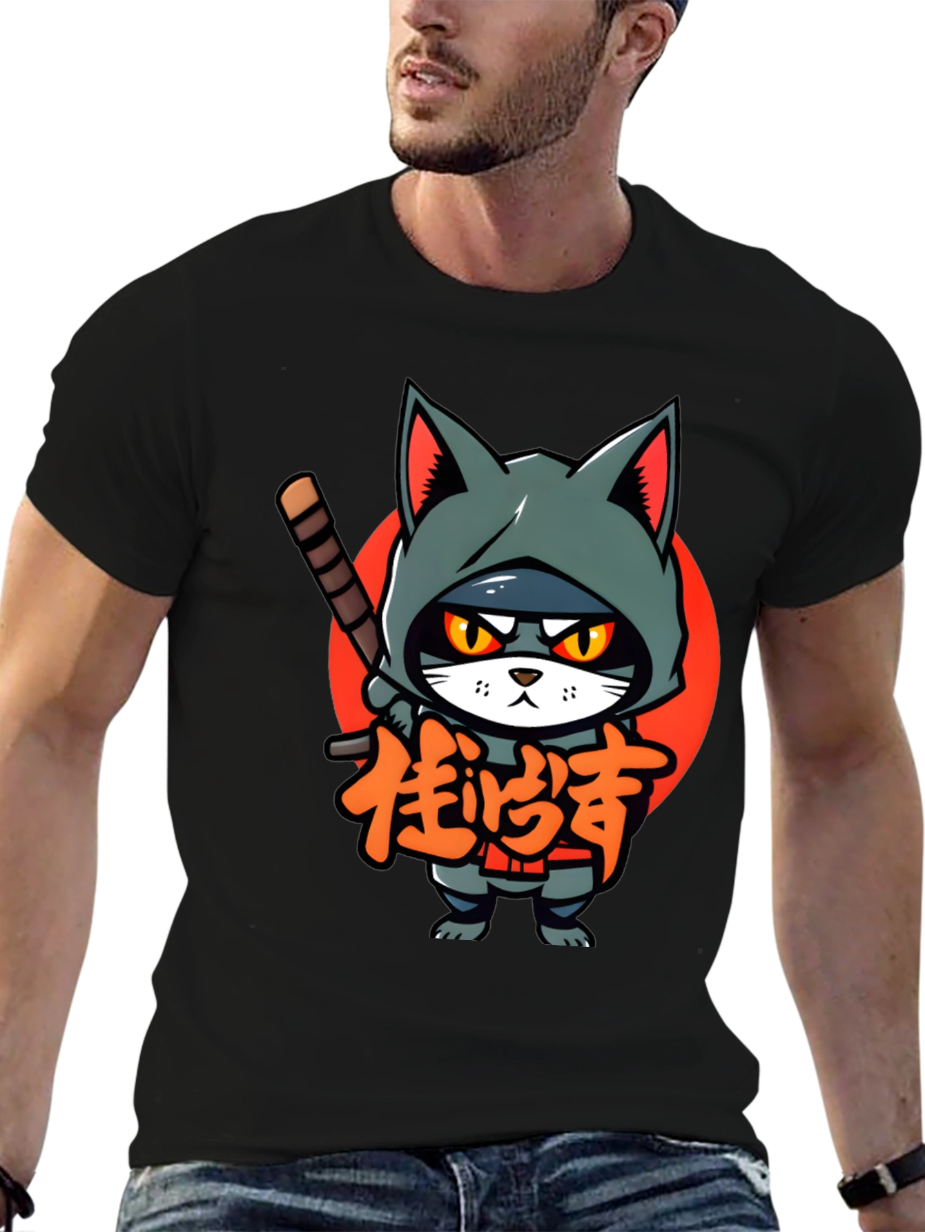 Ninja Cat Graphic Tee - Cool Cartoon T-Shirt