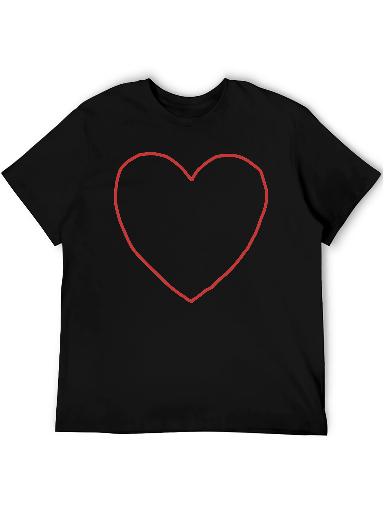 Black T-Shirt with Heart Outline