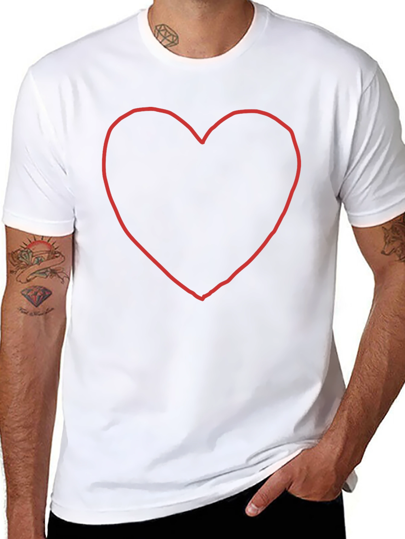 Black T-Shirt with Heart Outline