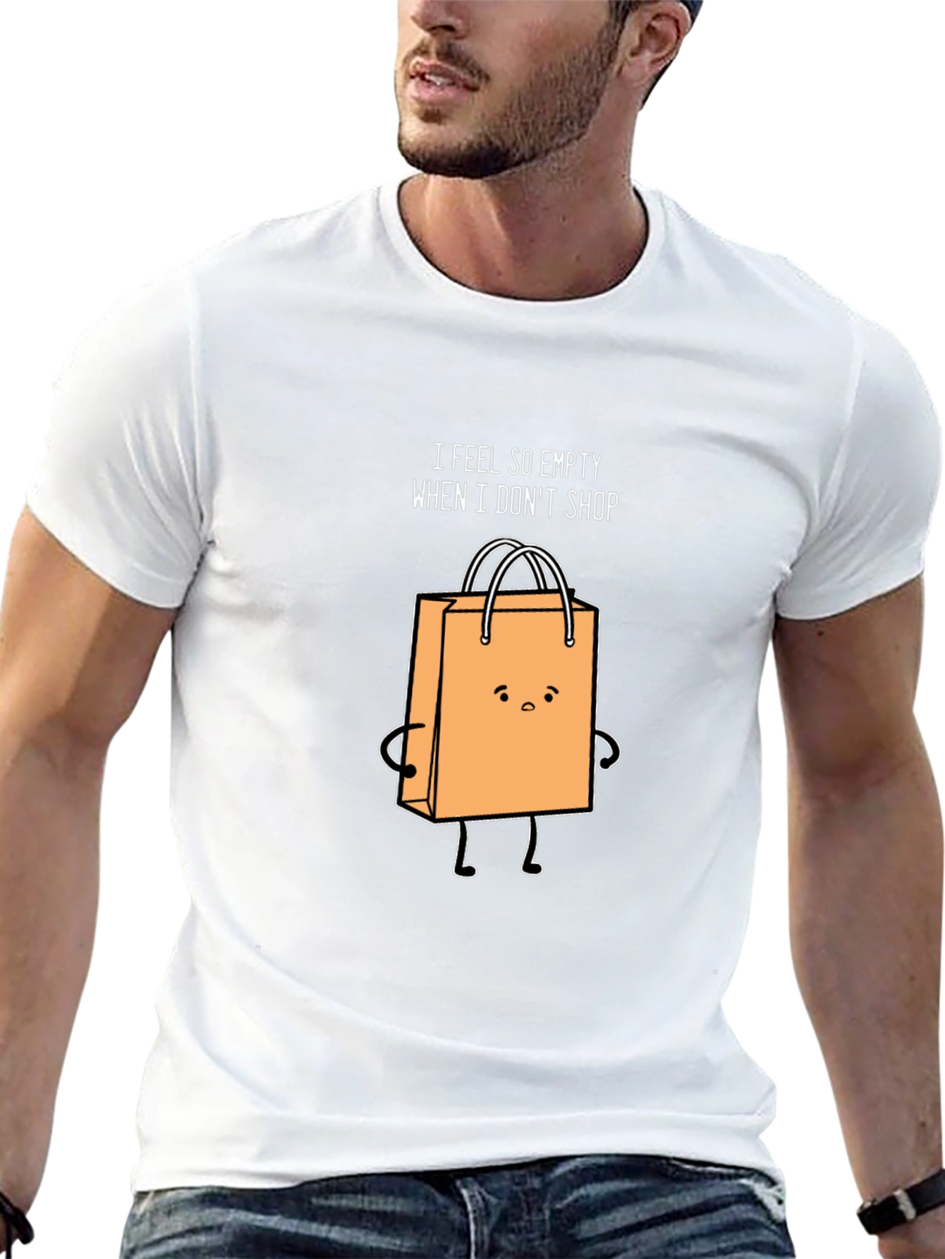 Funny Shopping Bag Graphic Black T-Shirt