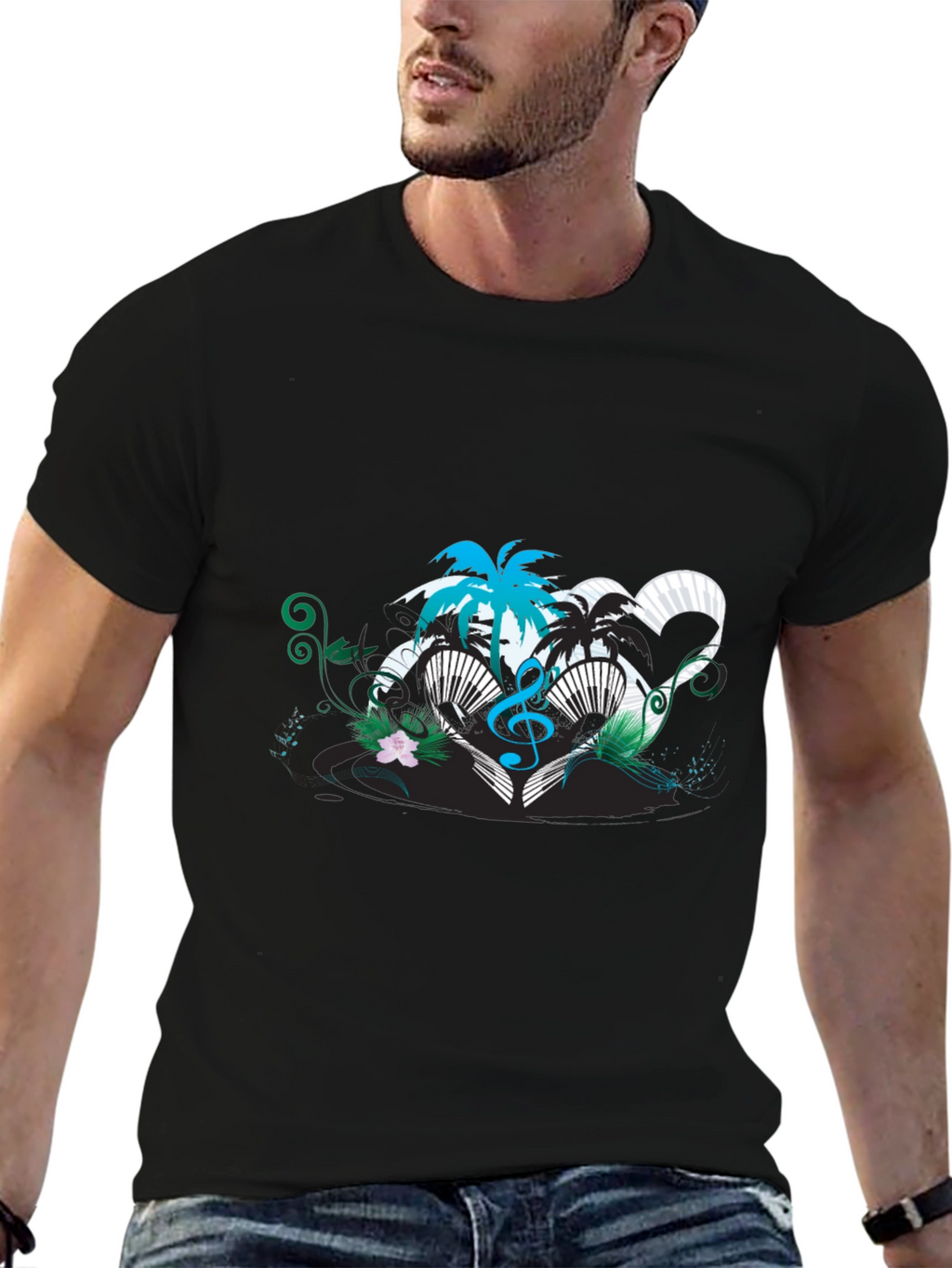 Tropical Music Heart T-Shirt