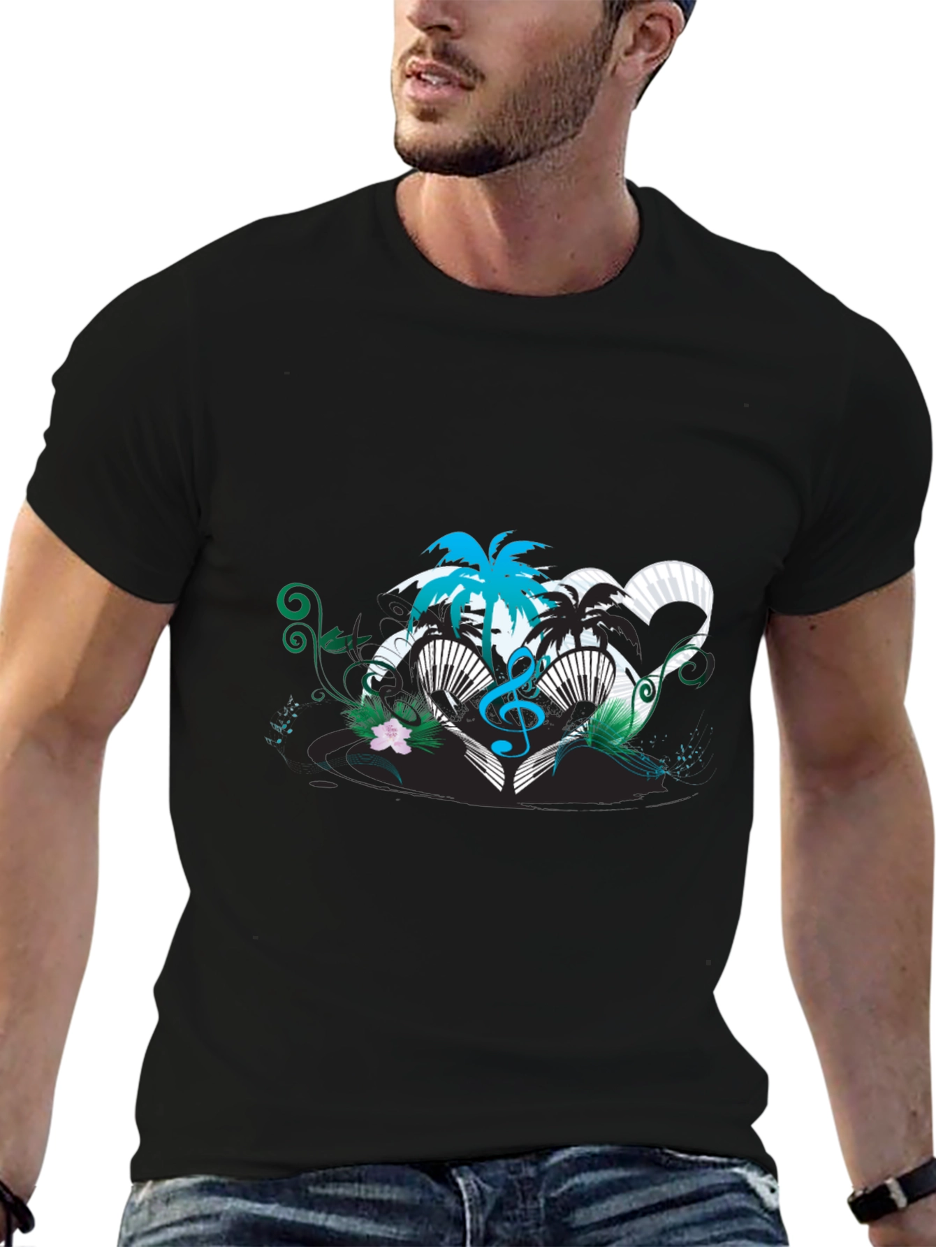 Tropical Music Heart T-Shirt