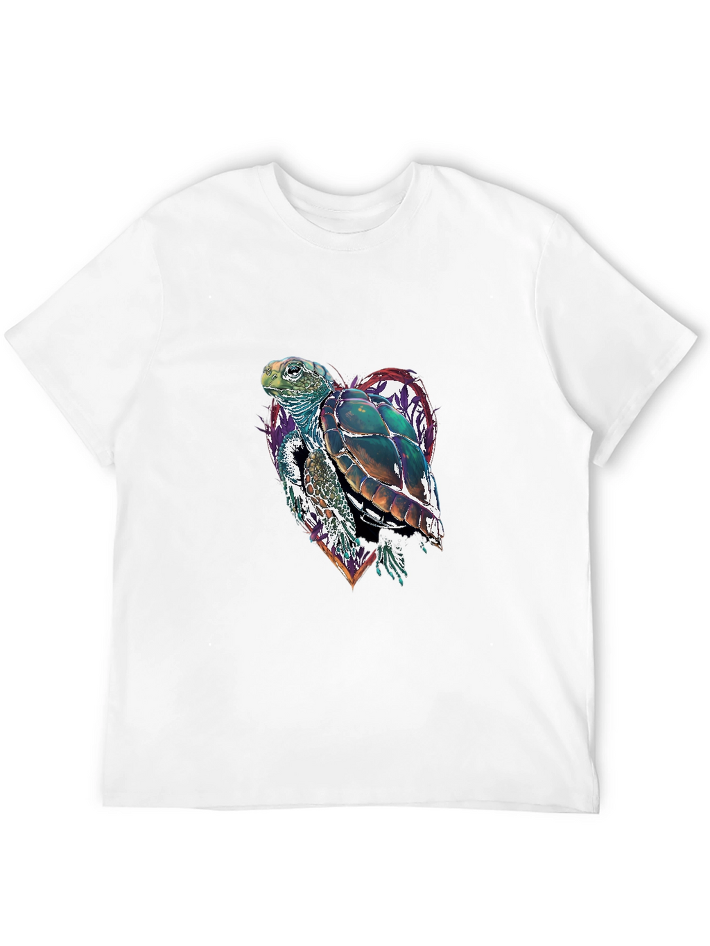 Sea Turtle Heart Graphic Tee - Black Cotton Blend