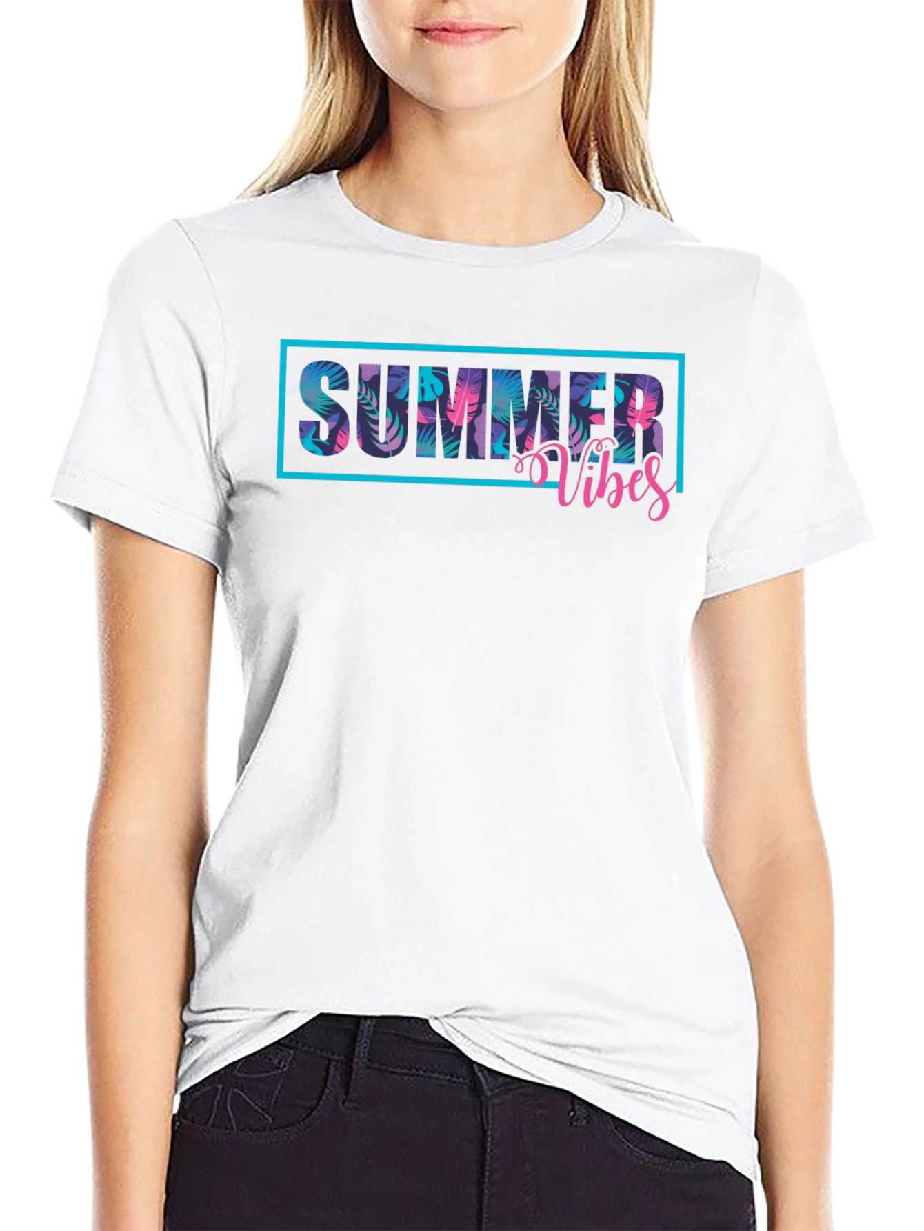 Summer Vibes Graphic Print Black T-Shirt