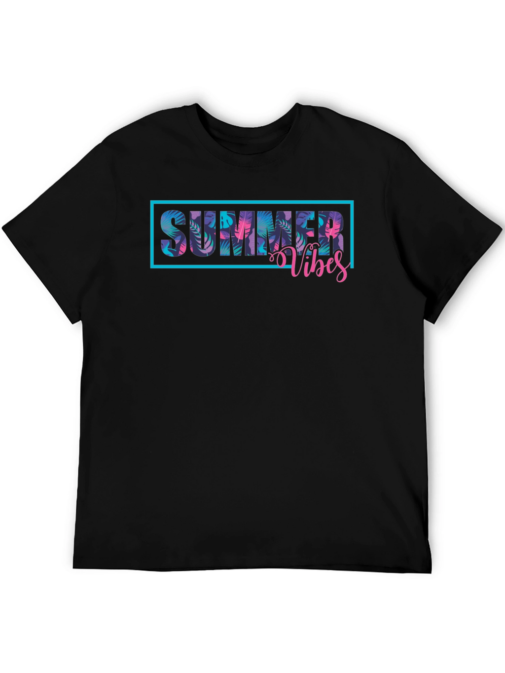 Summer Vibes Graphic Print Black T-Shirt